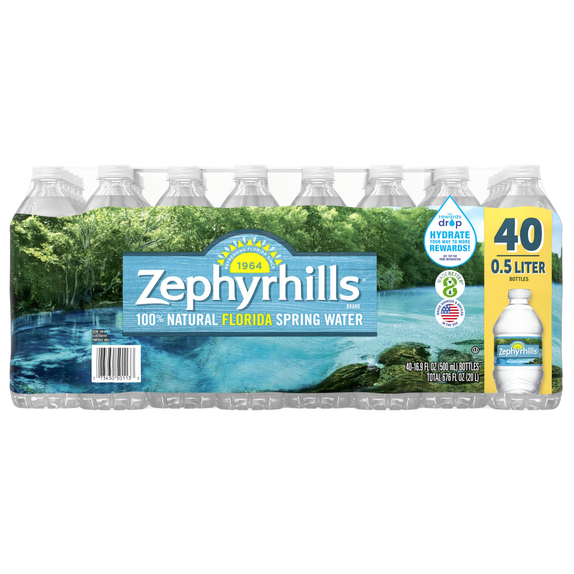 Zephyrhills Brand 100% Natural Spring Water, 8-ounce mini plastic bottles  (Total of 48)