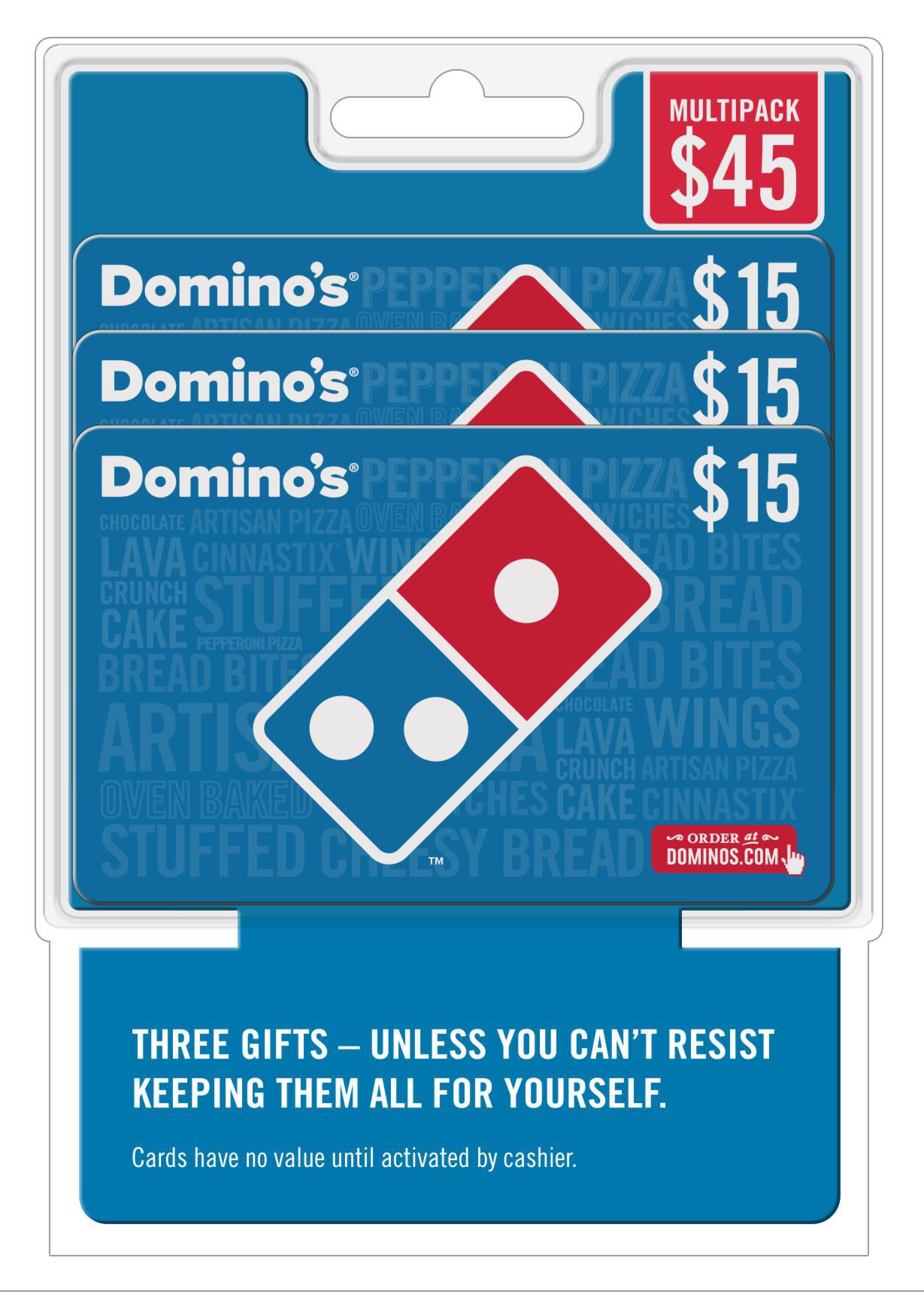 $15 Domino's Pizza Gift Card, 3 pk.