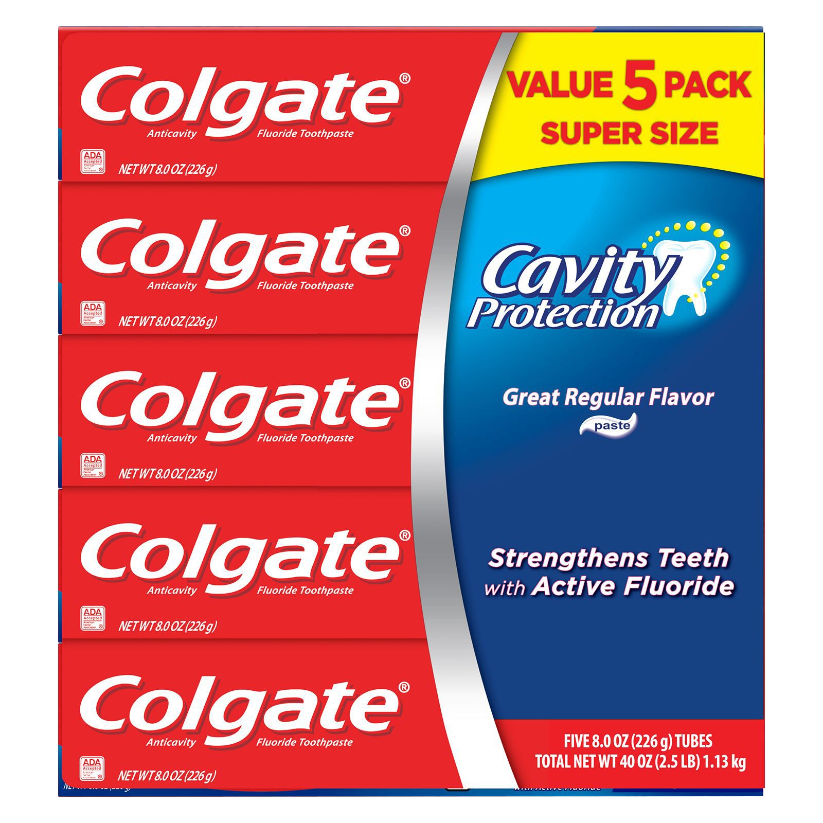 Colgate Cavity Protection Toothpaste with Fluoride, 5 pk./8 oz. - Regular Flavor