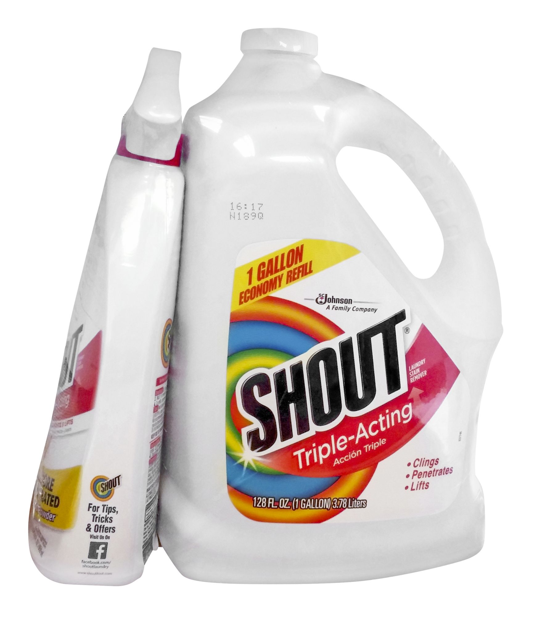 Shout Stain Remover with Extendable Trigger Hose (128 oz. + 22 oz.)