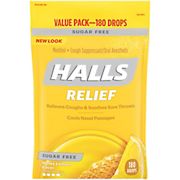 Halls Sugar-Free Honey Lemon Cough Suppressant Drops, 180 ct.