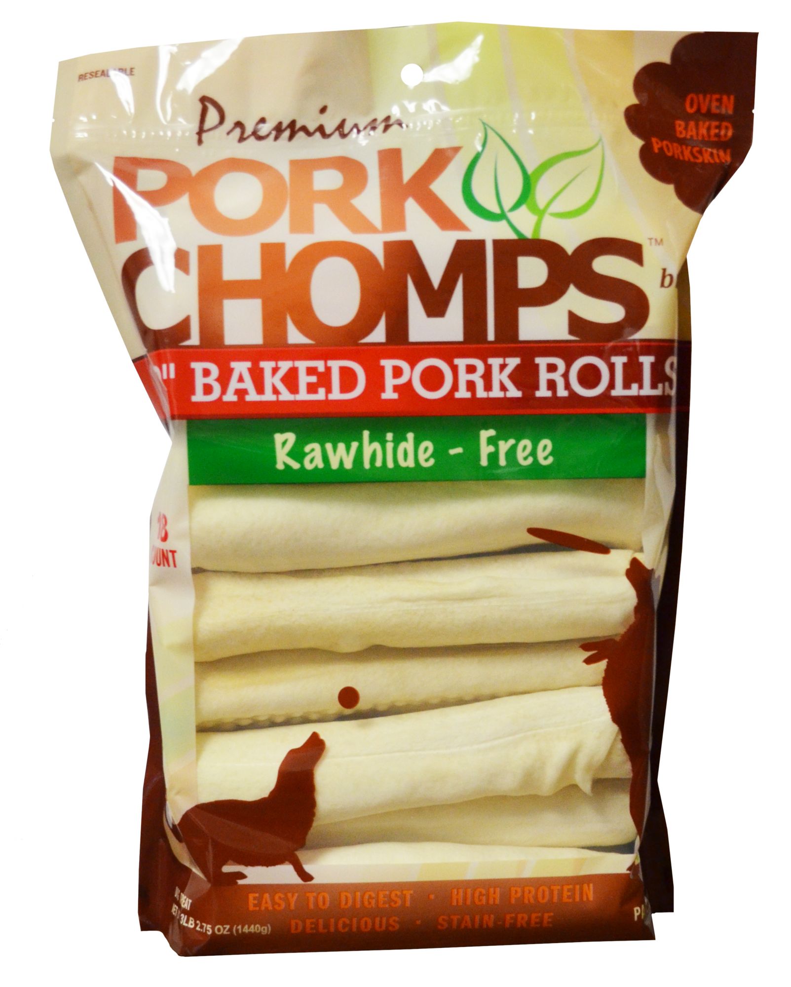 Premium Pork Chomps Baked Pork Rolls Dog Treats, 18 ct.