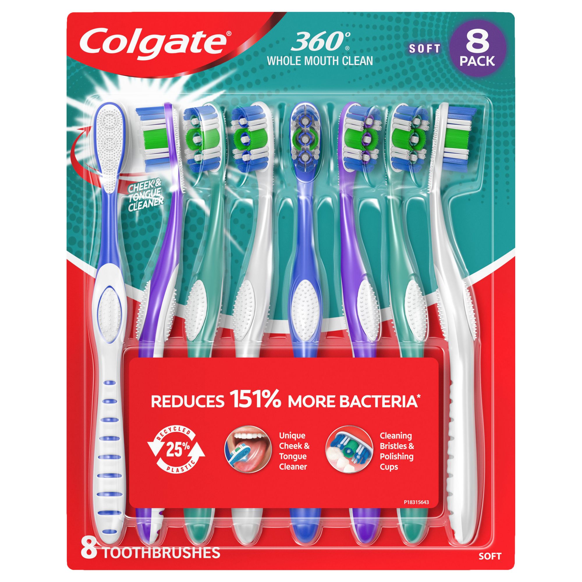 Colgate 360 Soft/Medium Toothbrushes, 8 ct.
