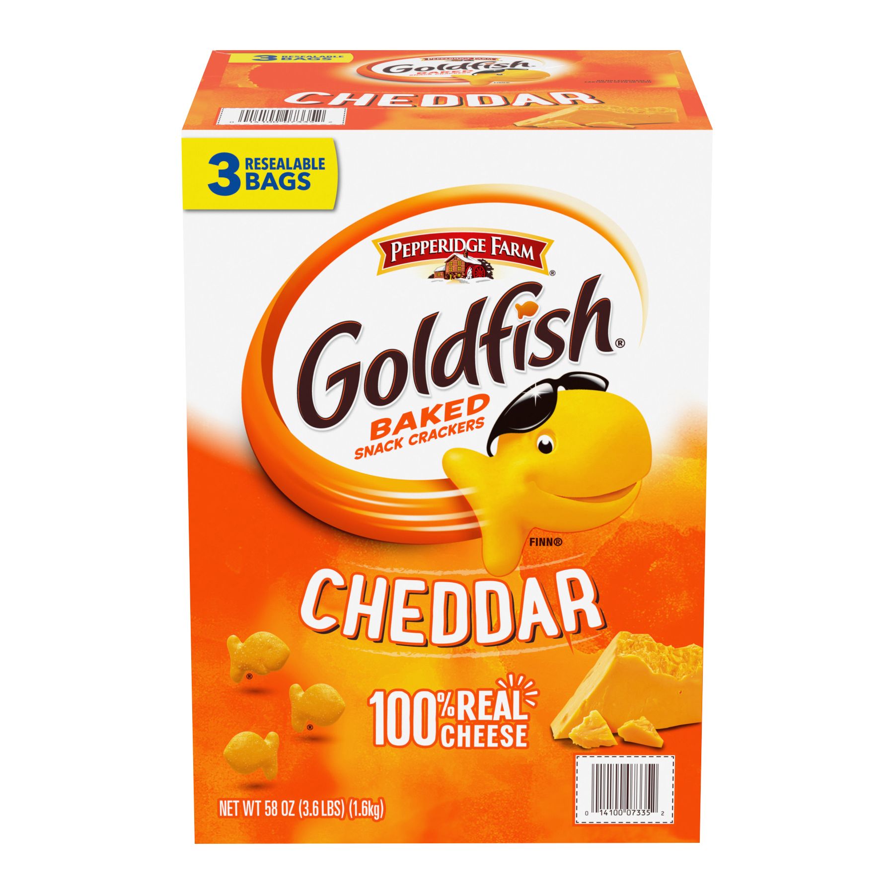 Pepperidge Farm Goldfish Cheddar Crackers Resealable Bags, 3 pk./19.2 oz.