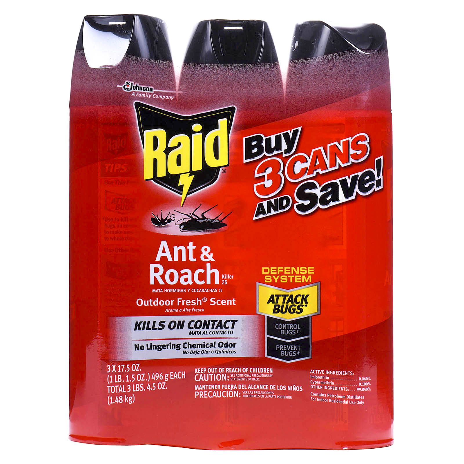 Raid 17.5-Oz. Ant and Roach Killer Spray, 3 pk. - Red