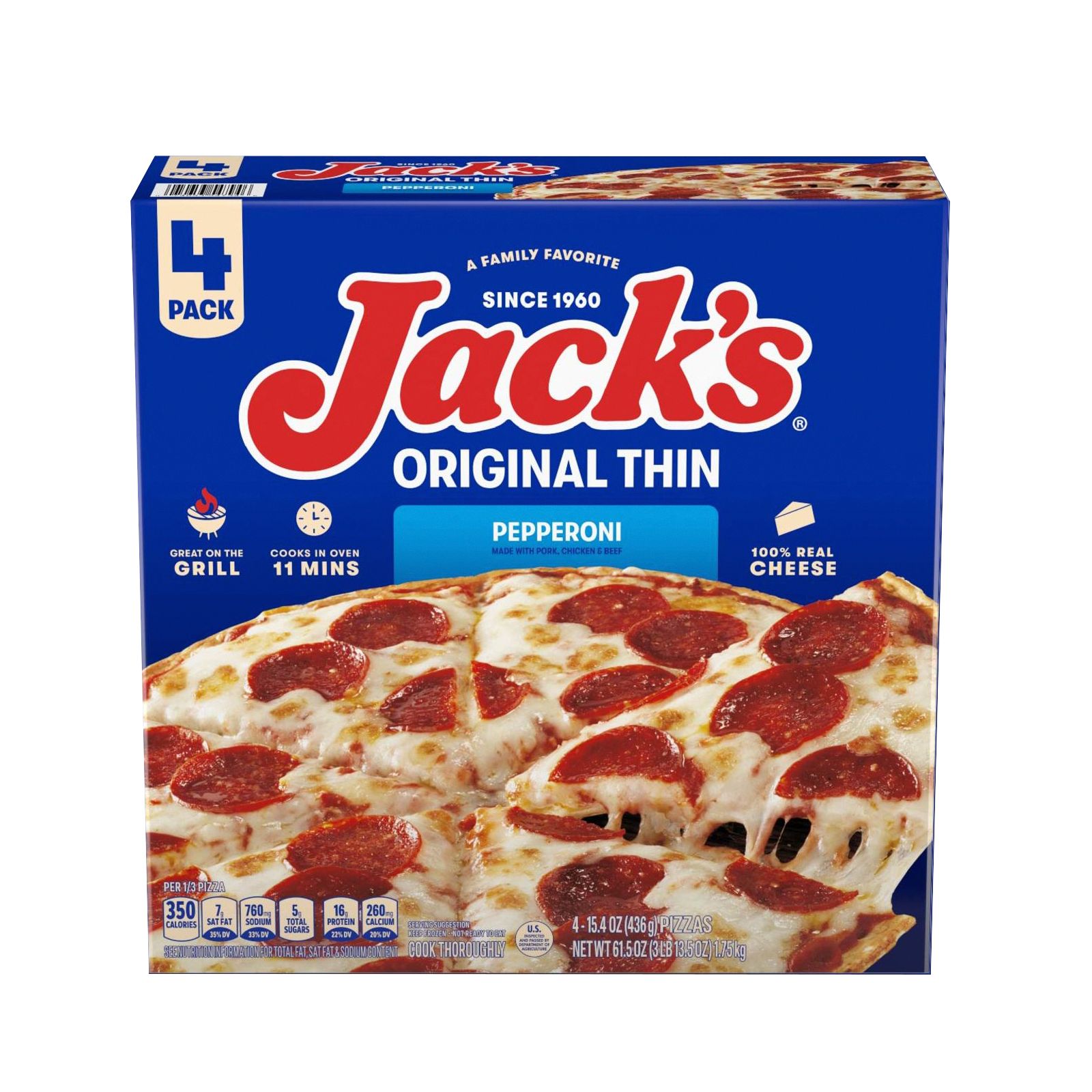 Jack's Original Thin Crust Pepperoni Pizza, 4 pk.