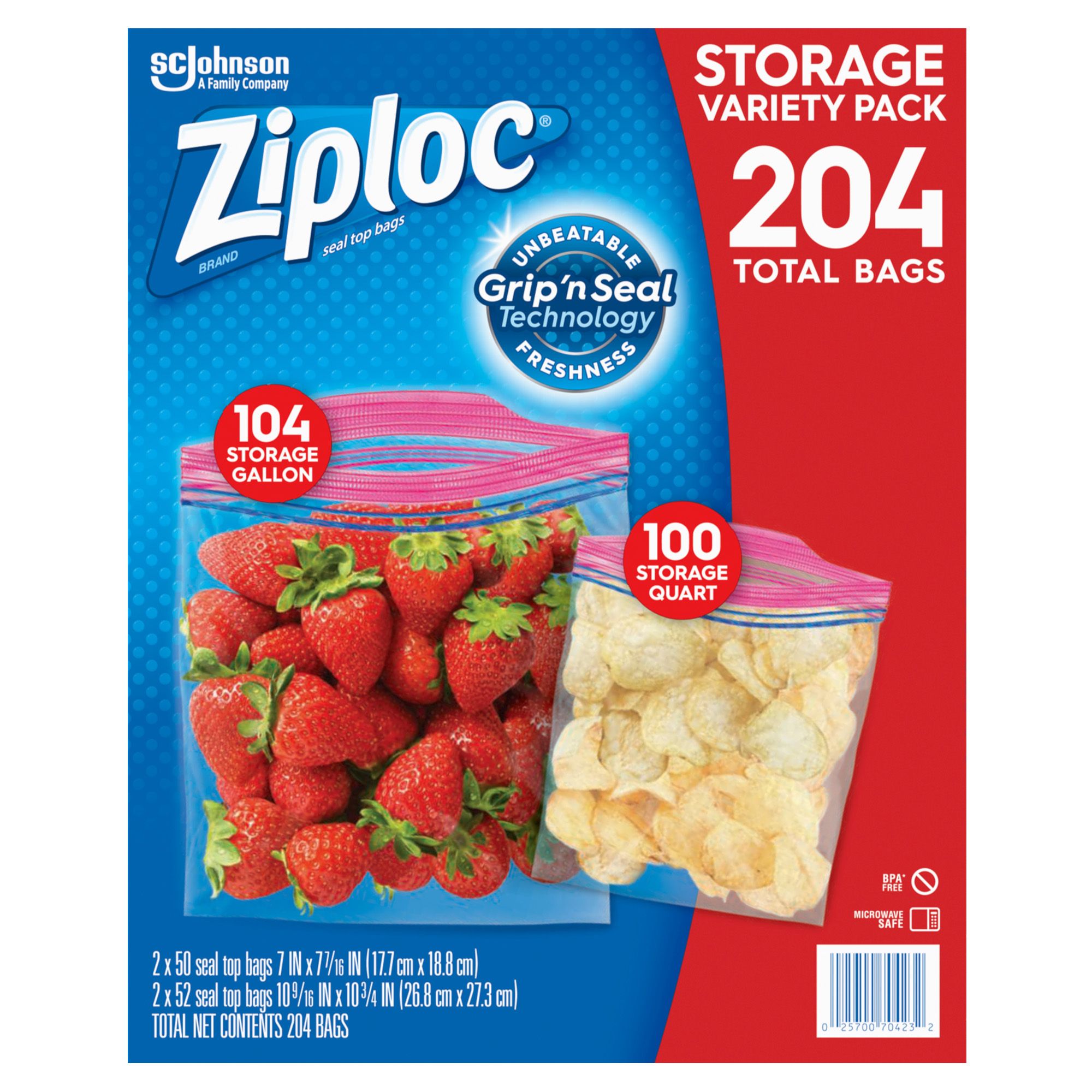 Ziploc Mixed Storage Variety Pack, 204 ct.