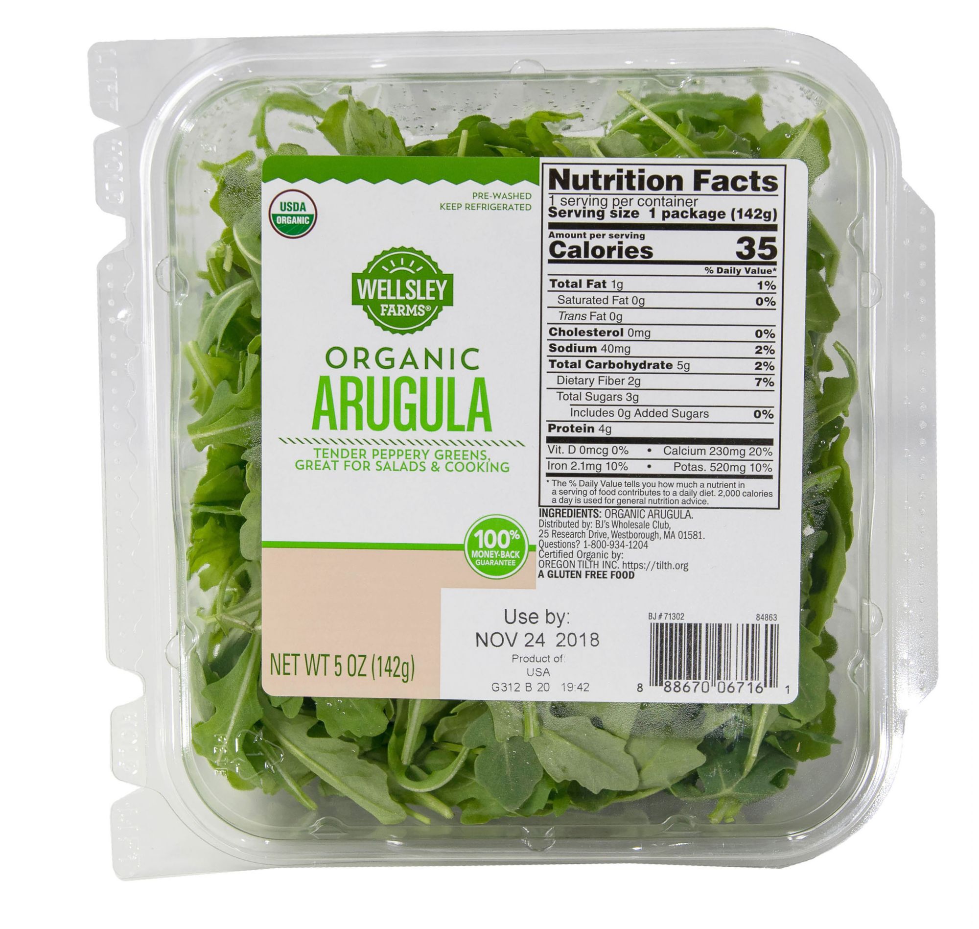 Wellsley Farms Organic Baby Arugula, 5 oz.