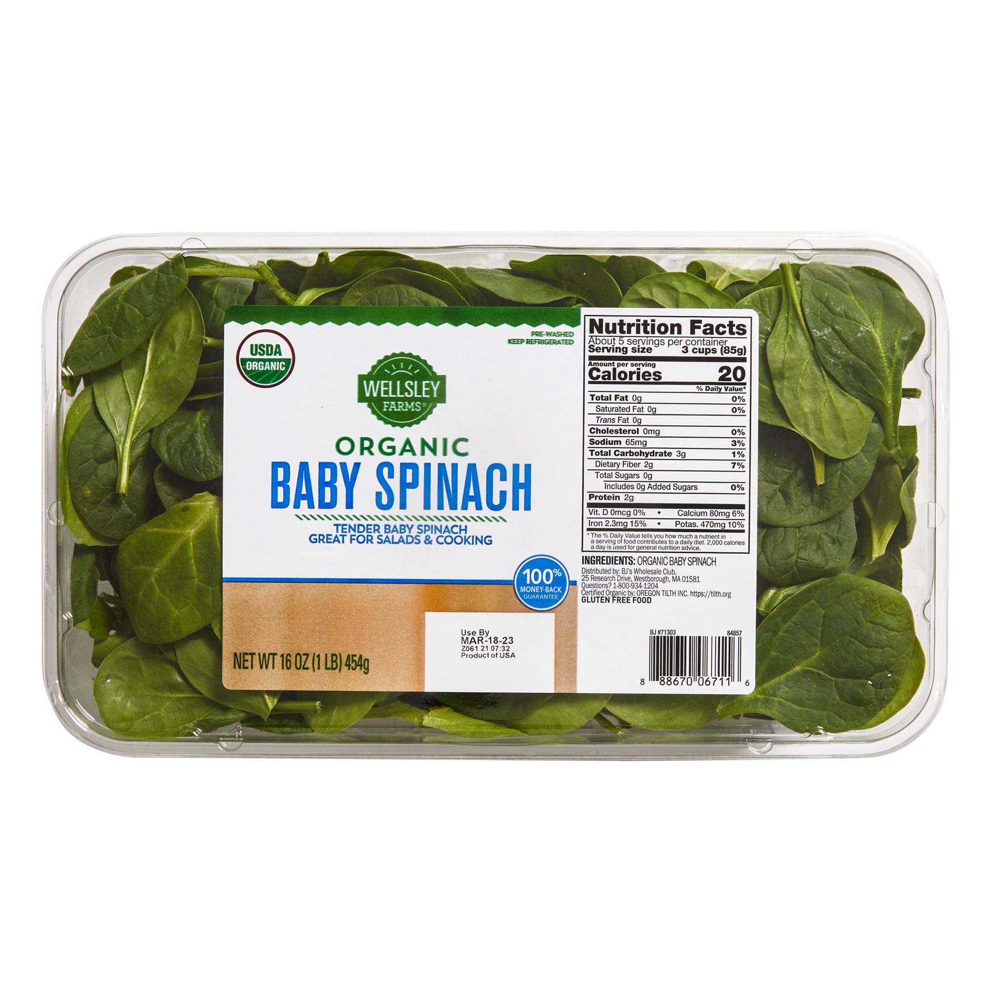 Wellsley Farms Organic Baby Spinach, 16 oz.