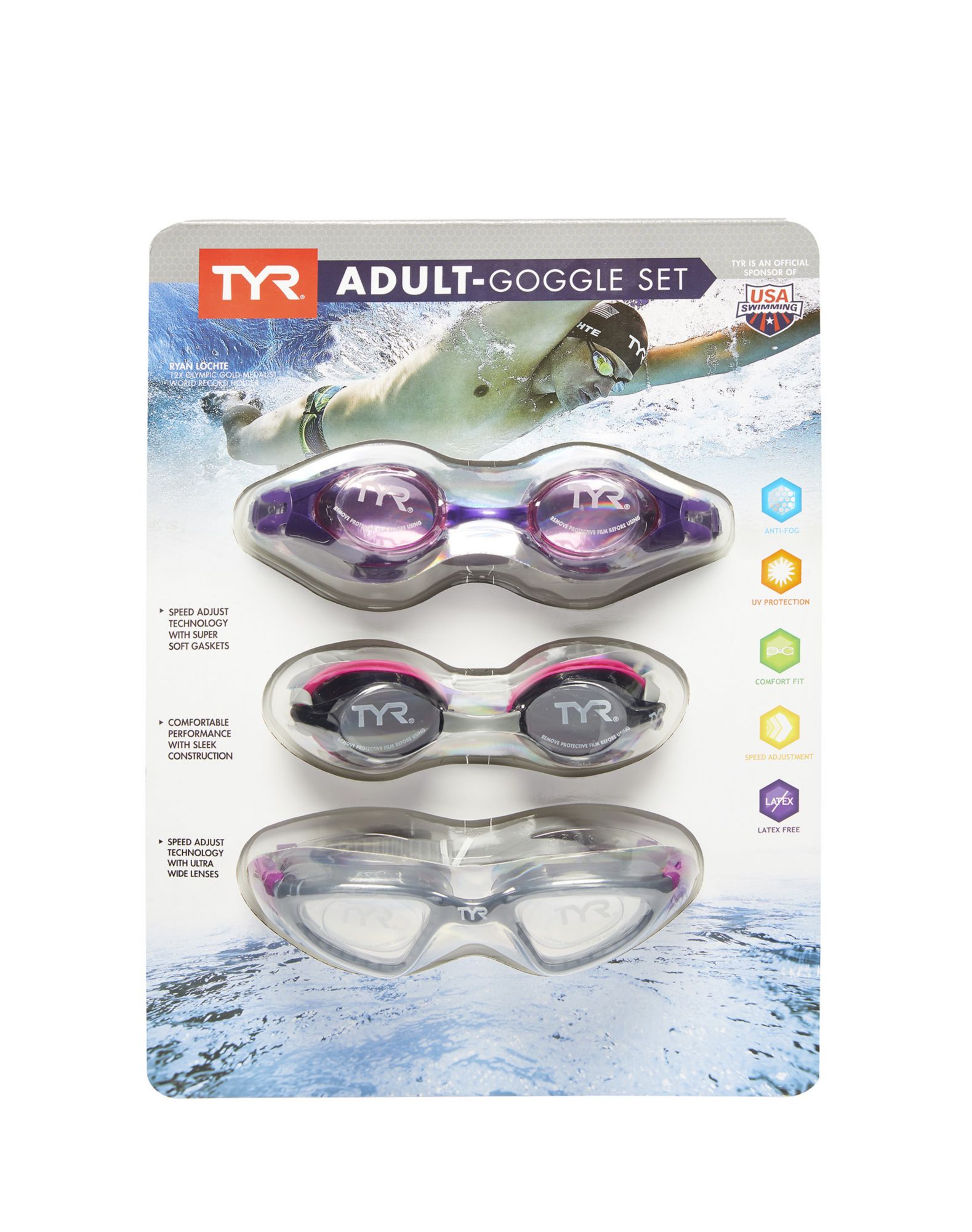 TYR Adult Goggle Set, 3 pk. - Assorted