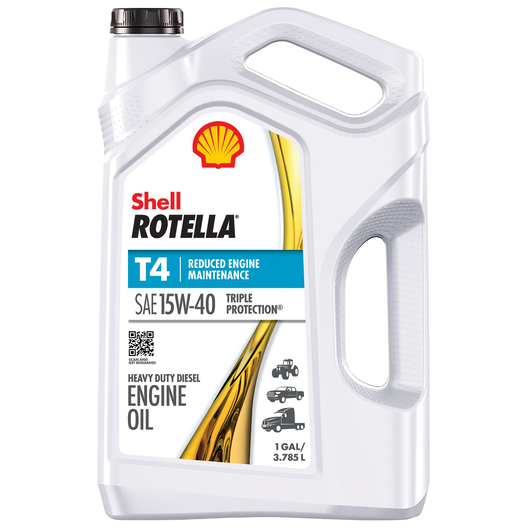 Shell Rotella T Triple Protection Action 15W-40 4T Heavy-Duty Diesel Engine Oil, 6 pk./1 gal.