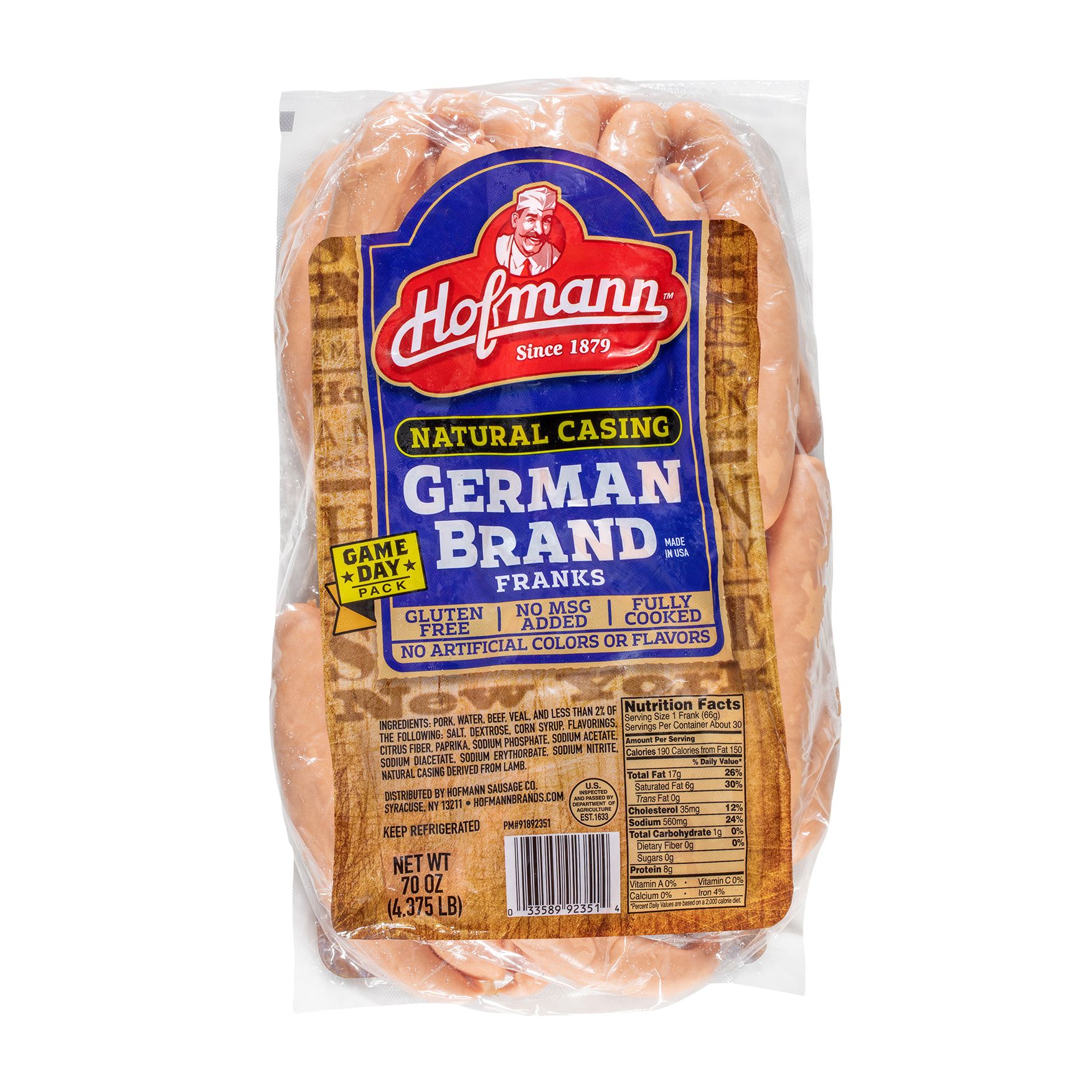 Hofmann Natural Casing German Franks, 30 ct./70 oz.