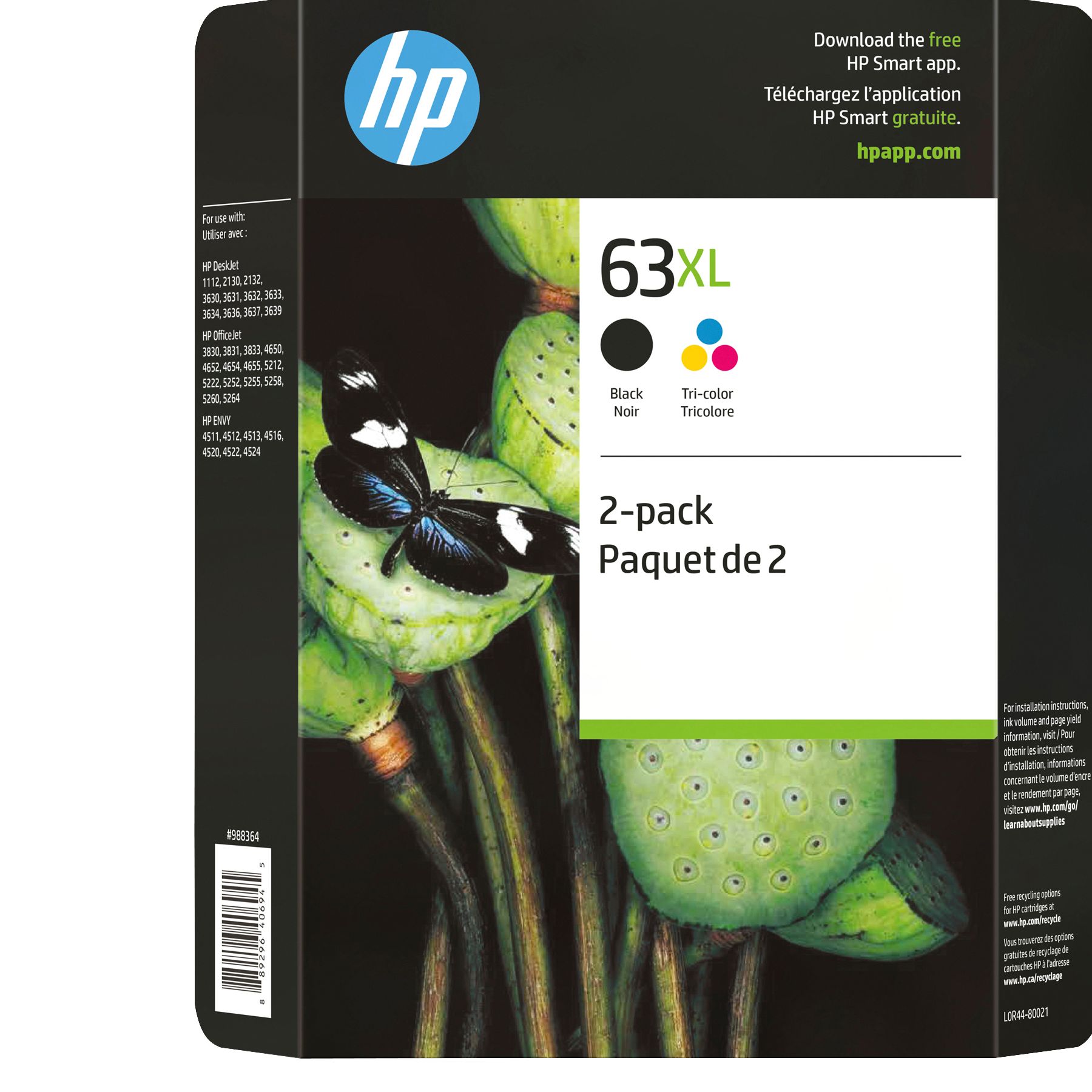 HP Inc. 63XL Black/Color Combo Ink Cartridges, 2 pk.