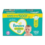 Pampers Swaddlers Diapers, Size 4, 132 ct.