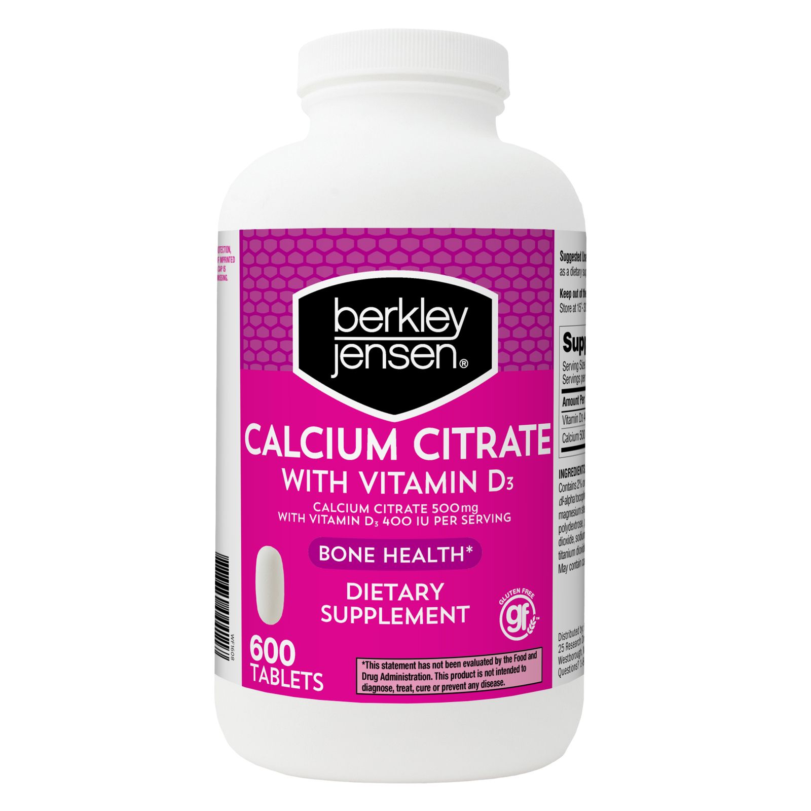 Berkley Jensen Calcium Citrate 500mg With Vitamin D 600 Ct