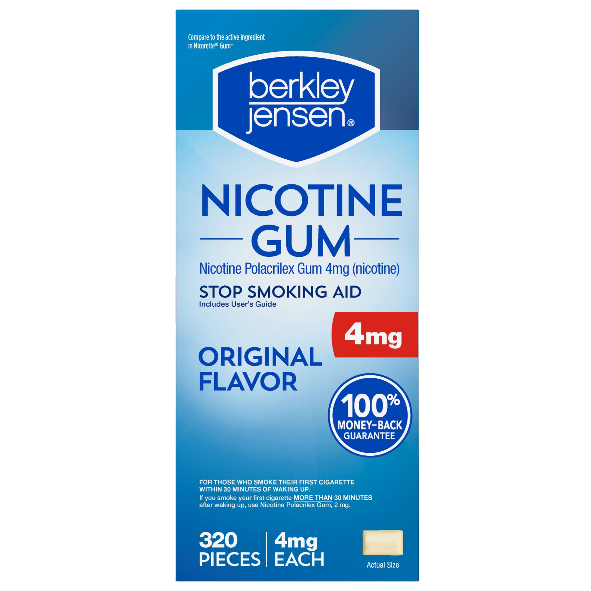 Berkley Jensen 4mg Uncoated Nicotine Gum, 320 ct.
