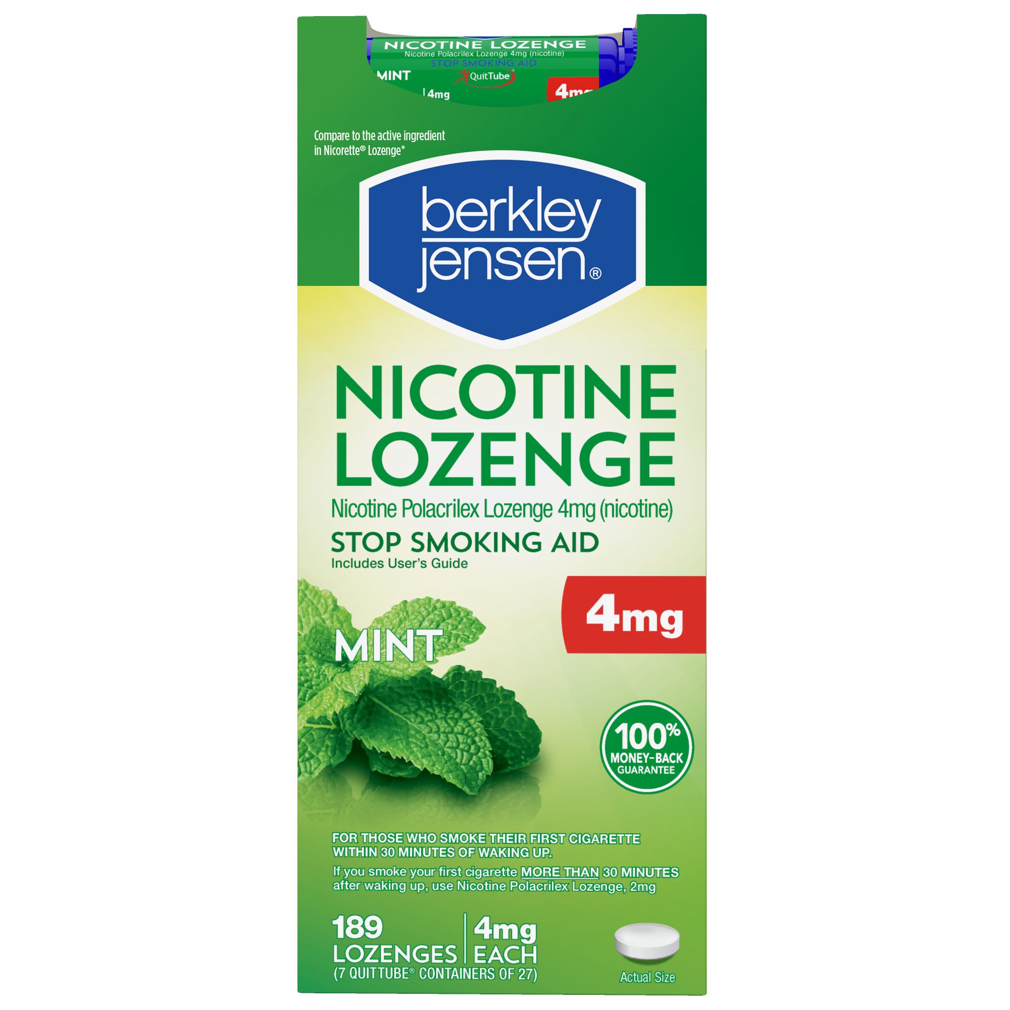 Berkley Jensen 4mg Mint Nicotine Lozenge, 189 ct.