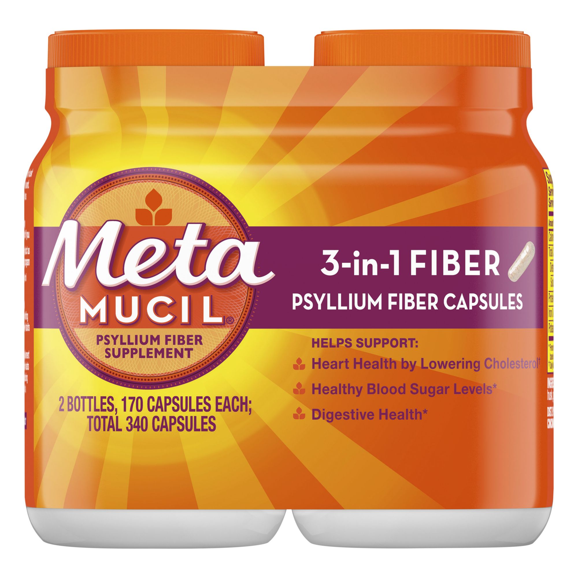 Metamucil Psyllium Fiber Supplement Capsules, 2 pk./170 ct.