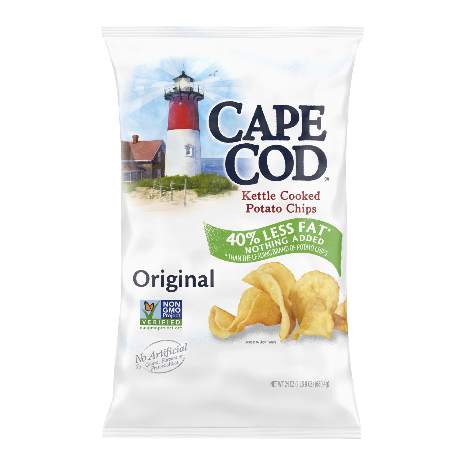 Cape Cod Less Fat Original Kettle Cooked Potato Chips, 24 oz.