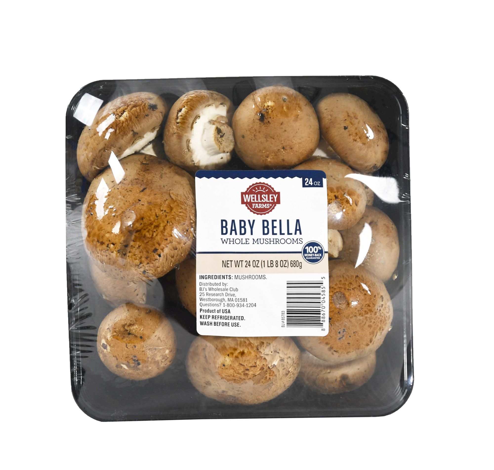 Wellsley Farms Fresh Baby Bella Whole Mushrooms, 24 oz.