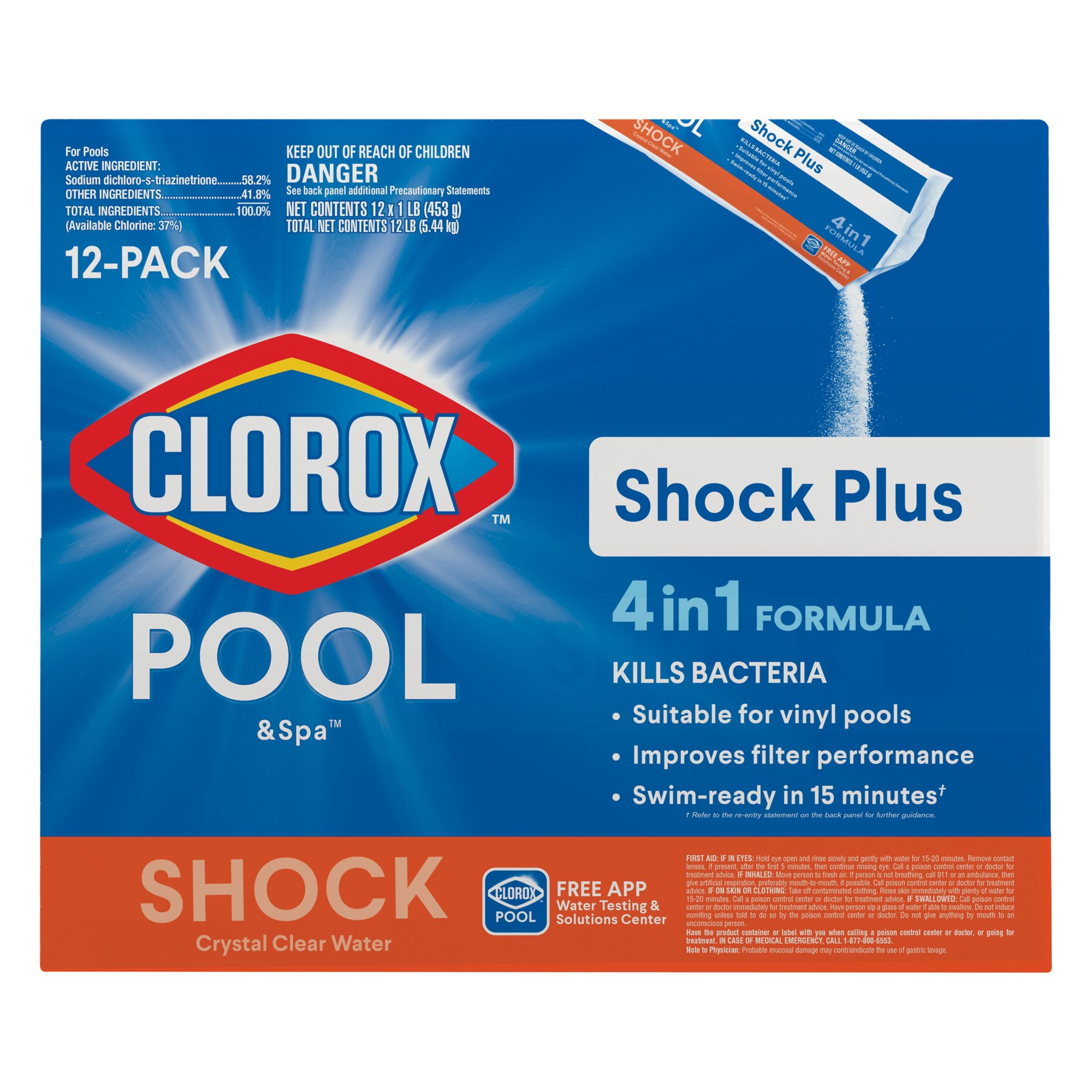 Clorox Pool & Spa Shock Plus, 12 pk./1 lb.