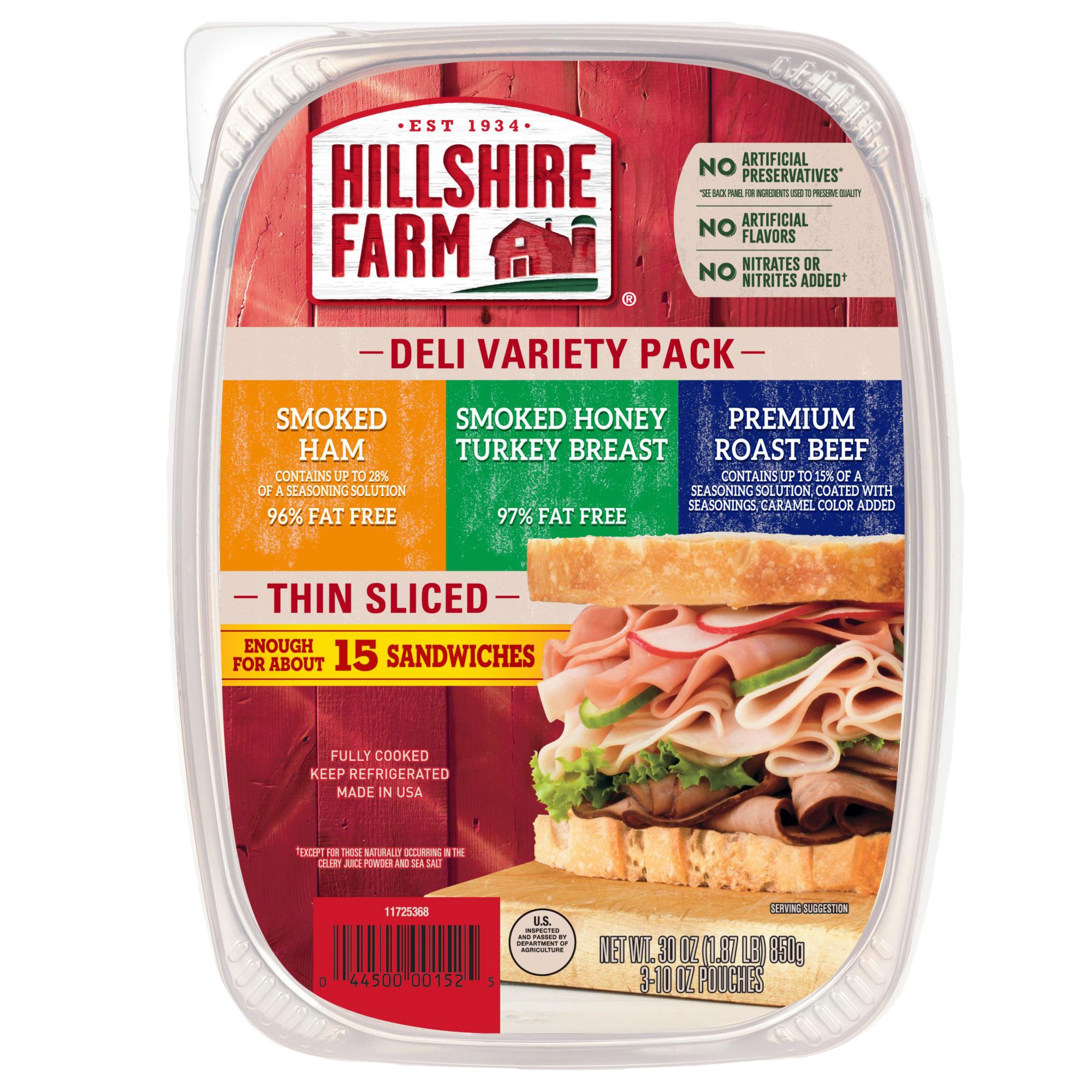 Hillshire Farm Thin Sliced Premium Lunchmeat Deli Variety Pack, 3 pk./10 oz.
