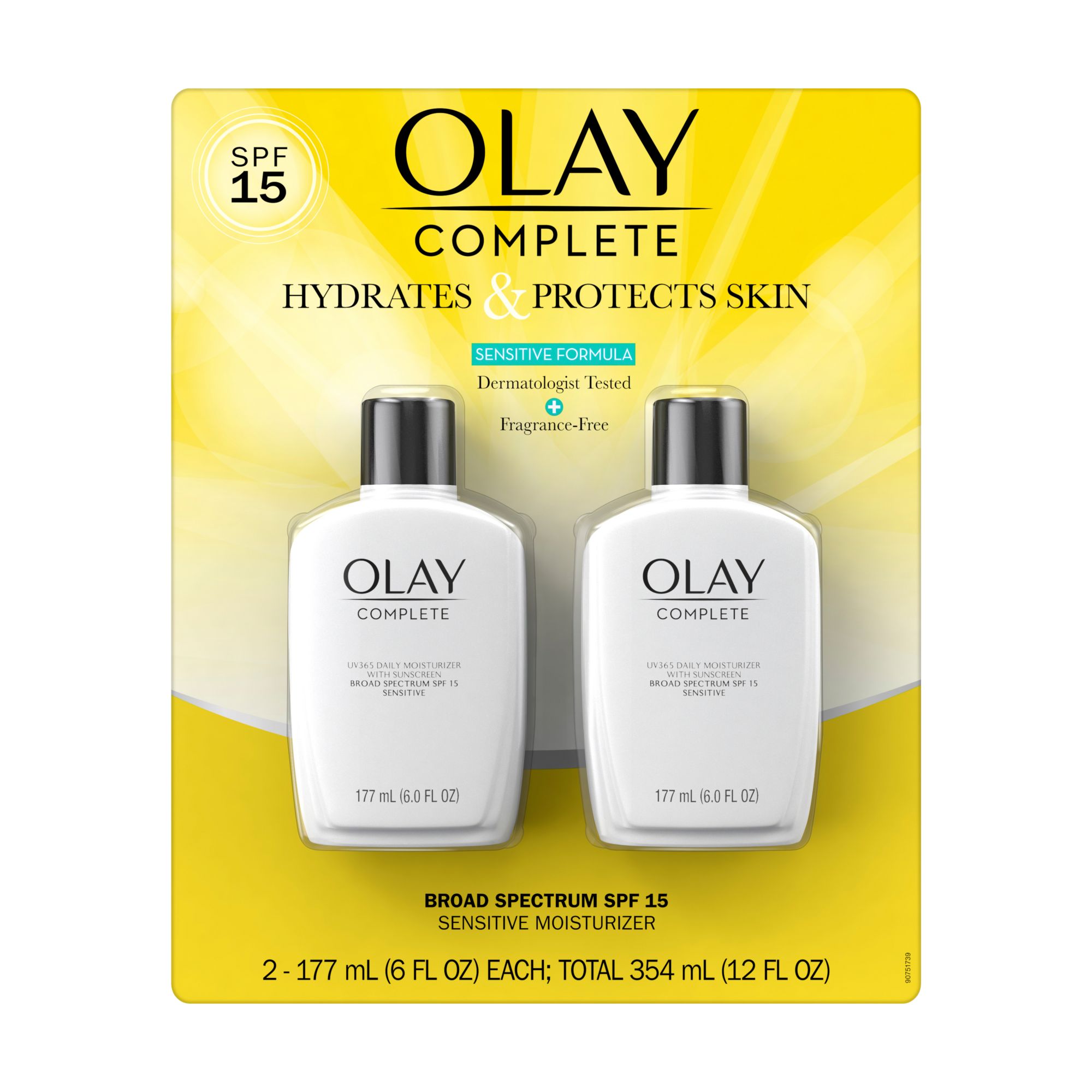 Olay Complete Sensitive Plus Face Moisturizer with SPF 15, 2 pk./6.0 oz.
