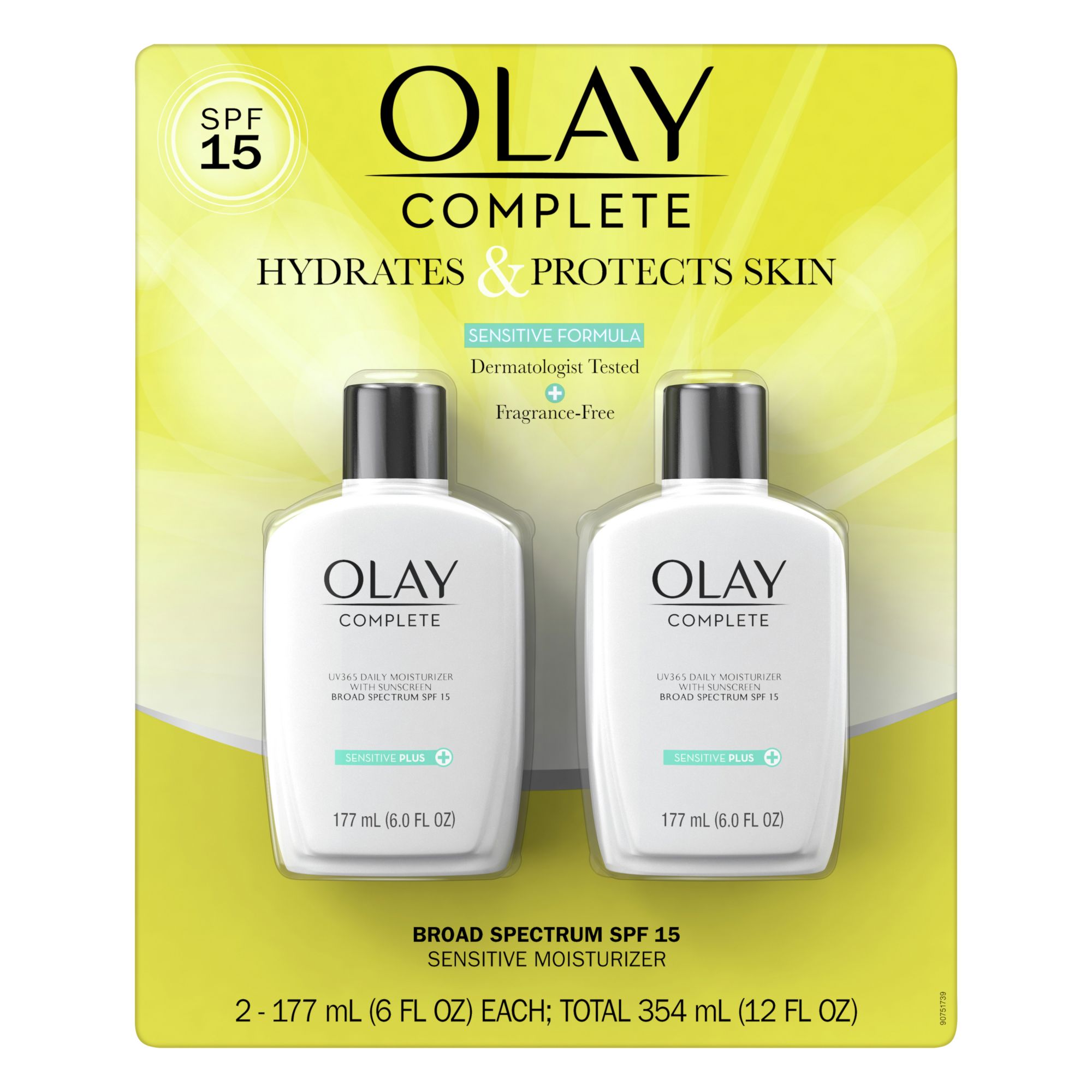 Olay Complete Sensitive Plus Face Moisturizer with SPF 15, 2 pk./6.0 oz.