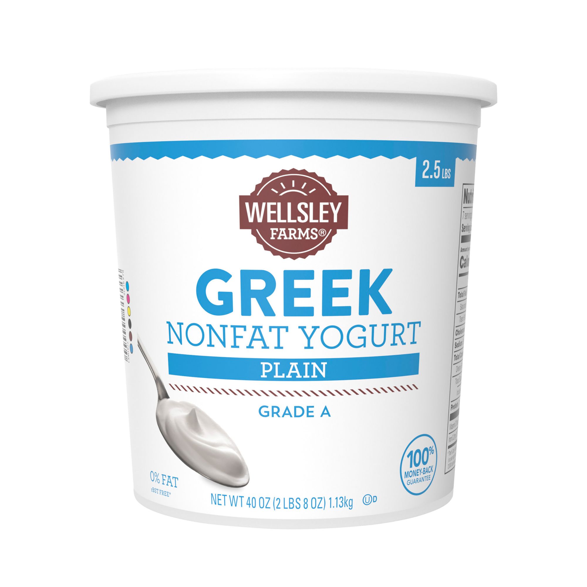 Wellsley Farms Plain Nonfat Greek Yogurt, 40 oz.