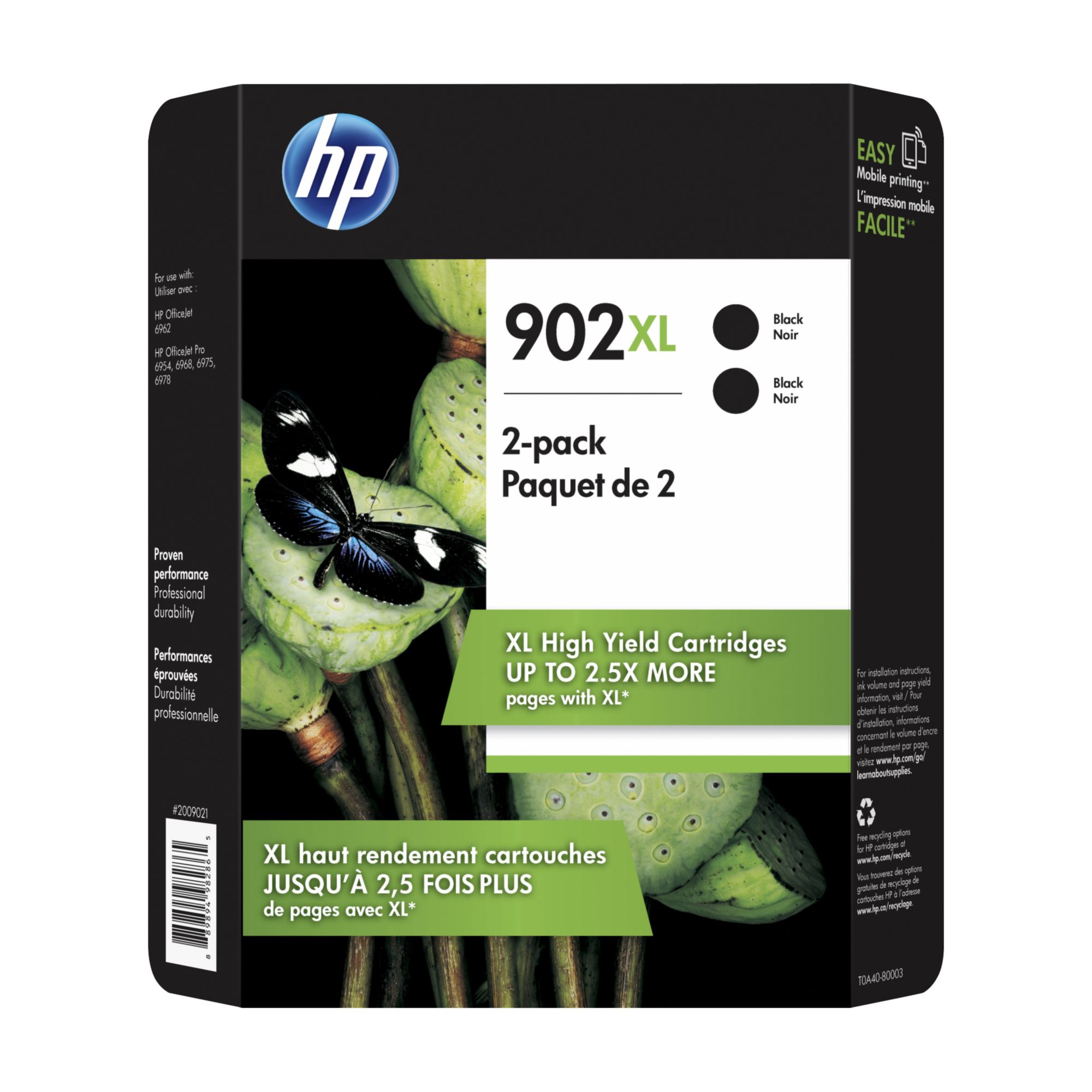 HP Inc. 902XL Black Ink Cartridges, 2 pk.