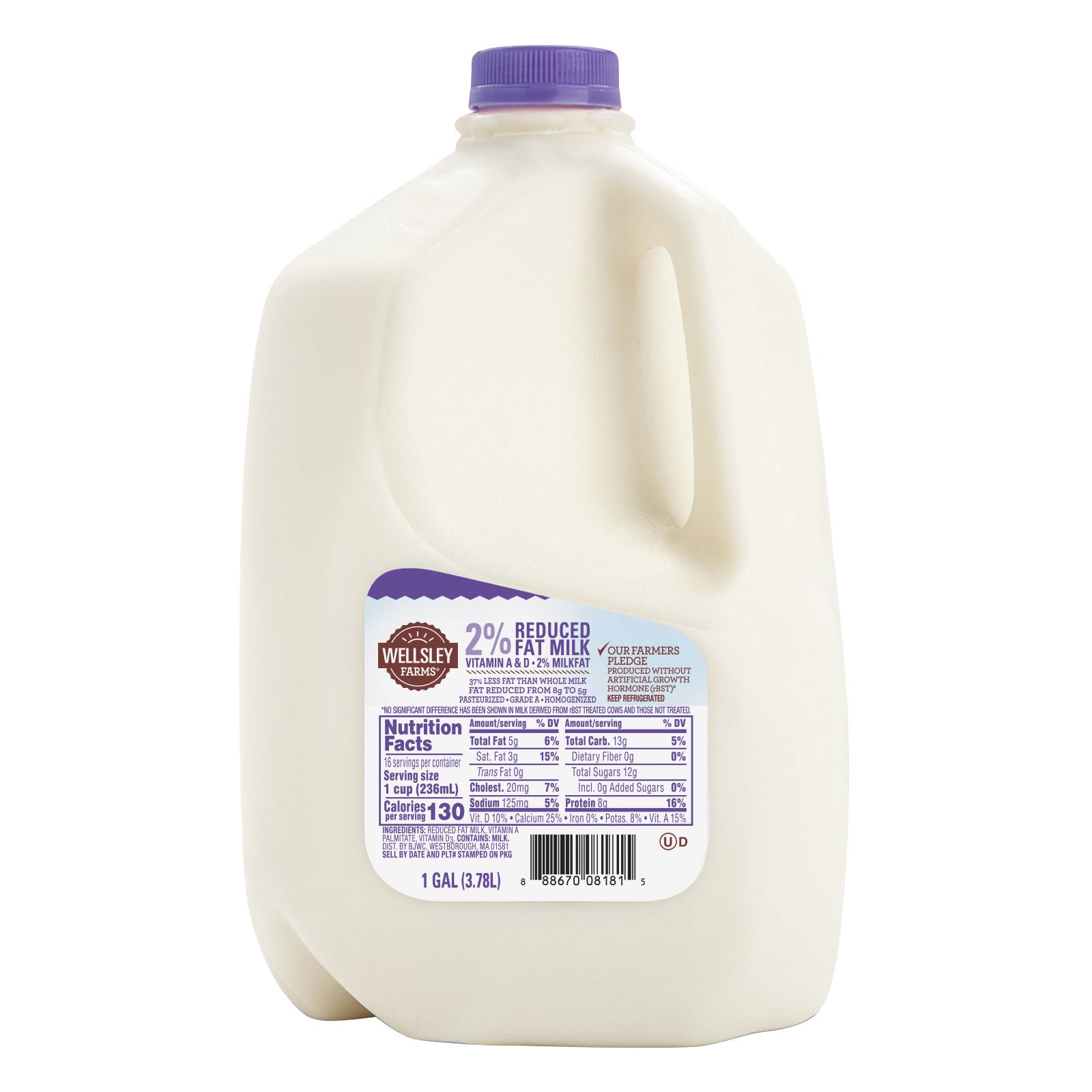 Wellsley Farms 2% Reduced-Fat Milk, 1 gal.