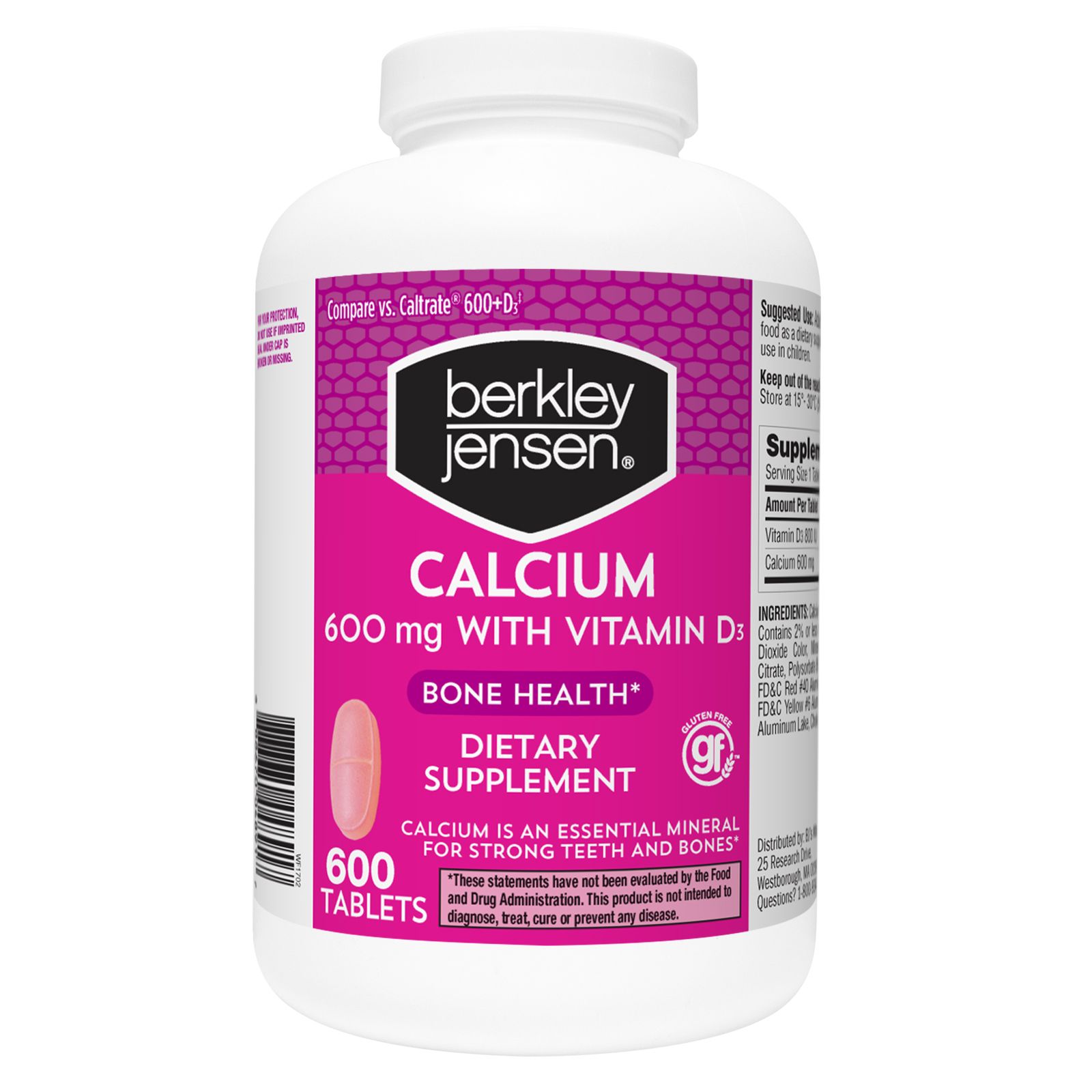 Berkley Jensen 600mg Calcium With Vitamin D3 Tablets 600 Ct