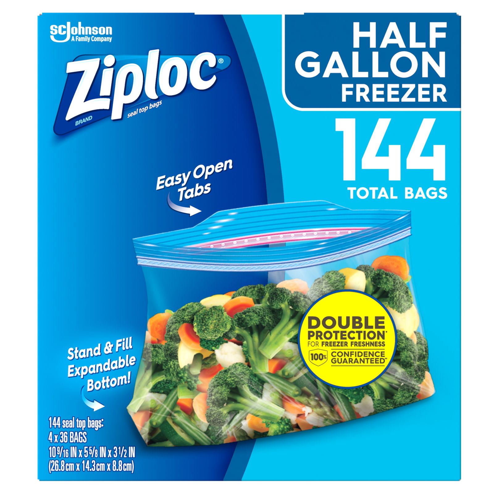 Ziploc 0.5-Gal. Freezer Bags, 144 Pack