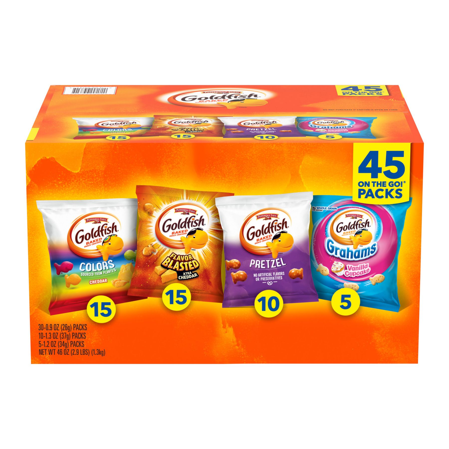 Pepperidge Farm Goldfish Crackers Sweet & Savory Variety Snack Packs, 45 pk.