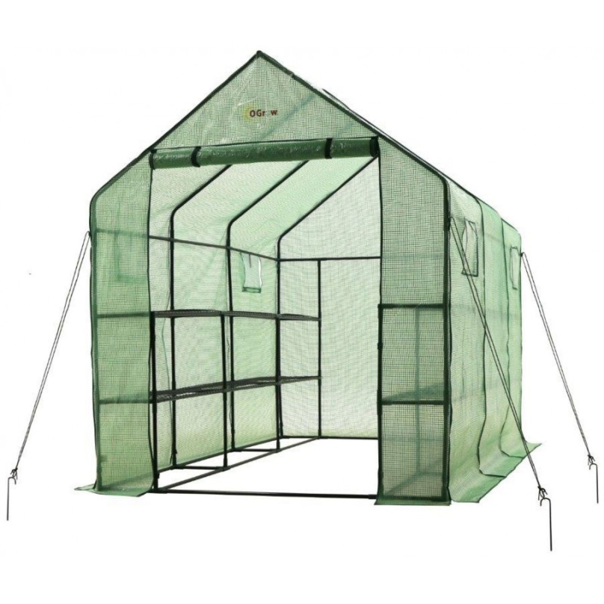 Ogrow Walk-in 2-Tier 12-Shelf Portable Garden Greenhouse with Windows