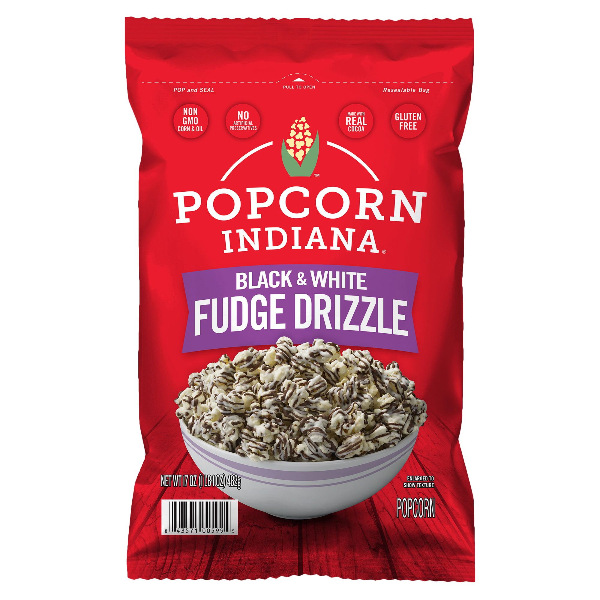 Popcorn Indiana Black and White Drizzlecorn, 17 oz.