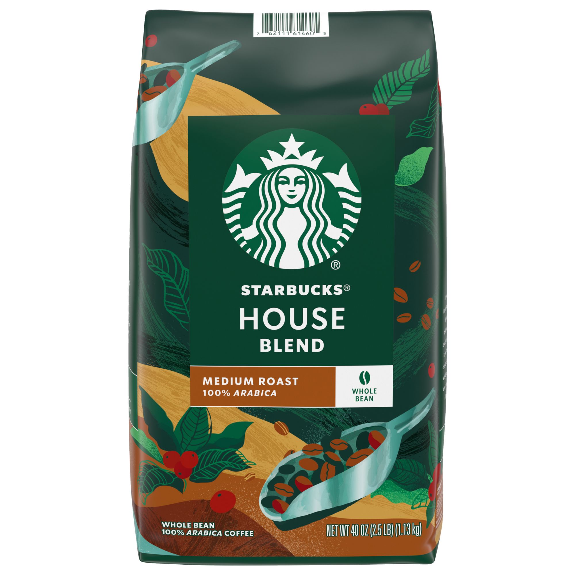 Starbucks House Blend Medium Roast Whole Bean Coffee, 40 oz.