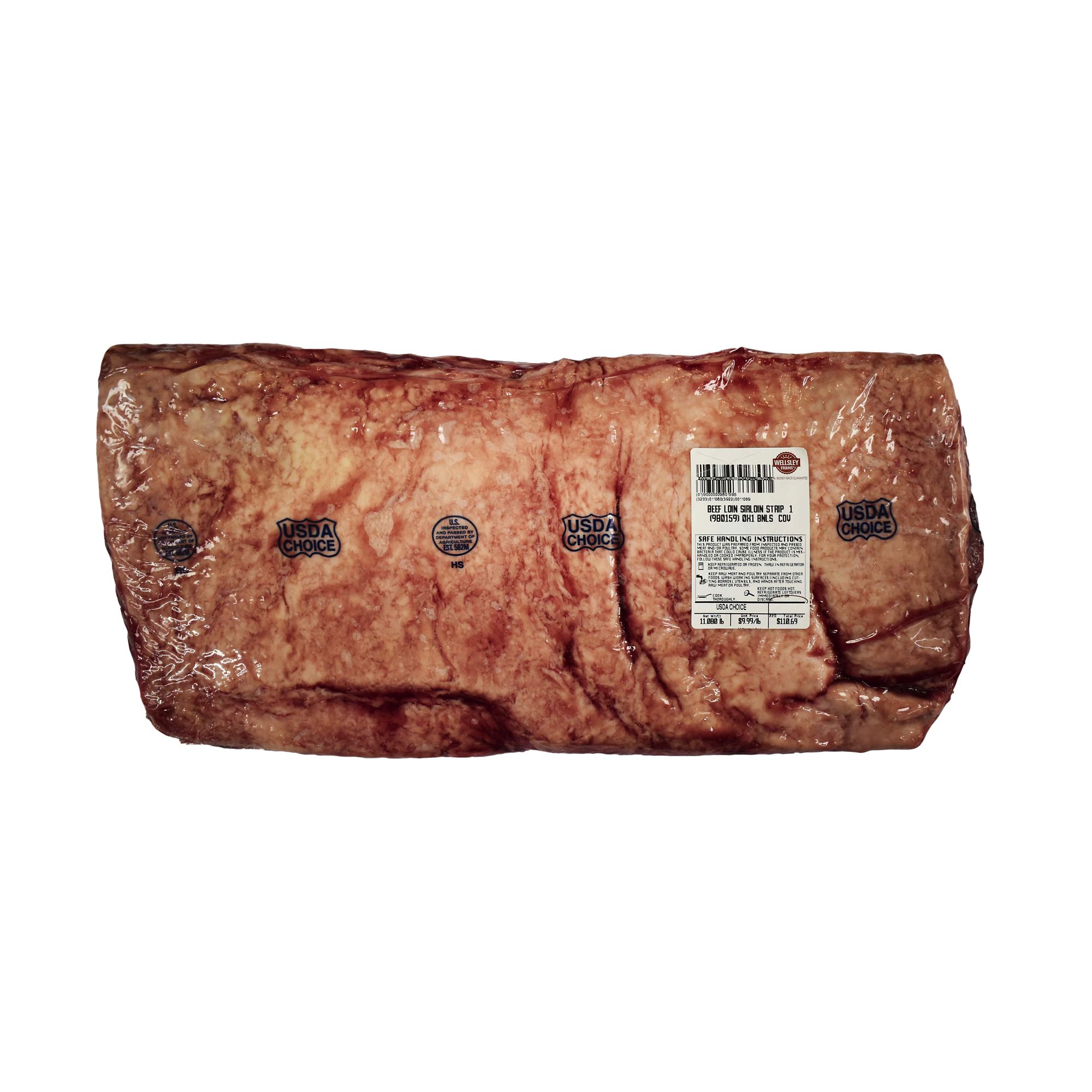 Wellsley Farms USDA Choice Beef Whole Loin Strip,  9-16 lbs.