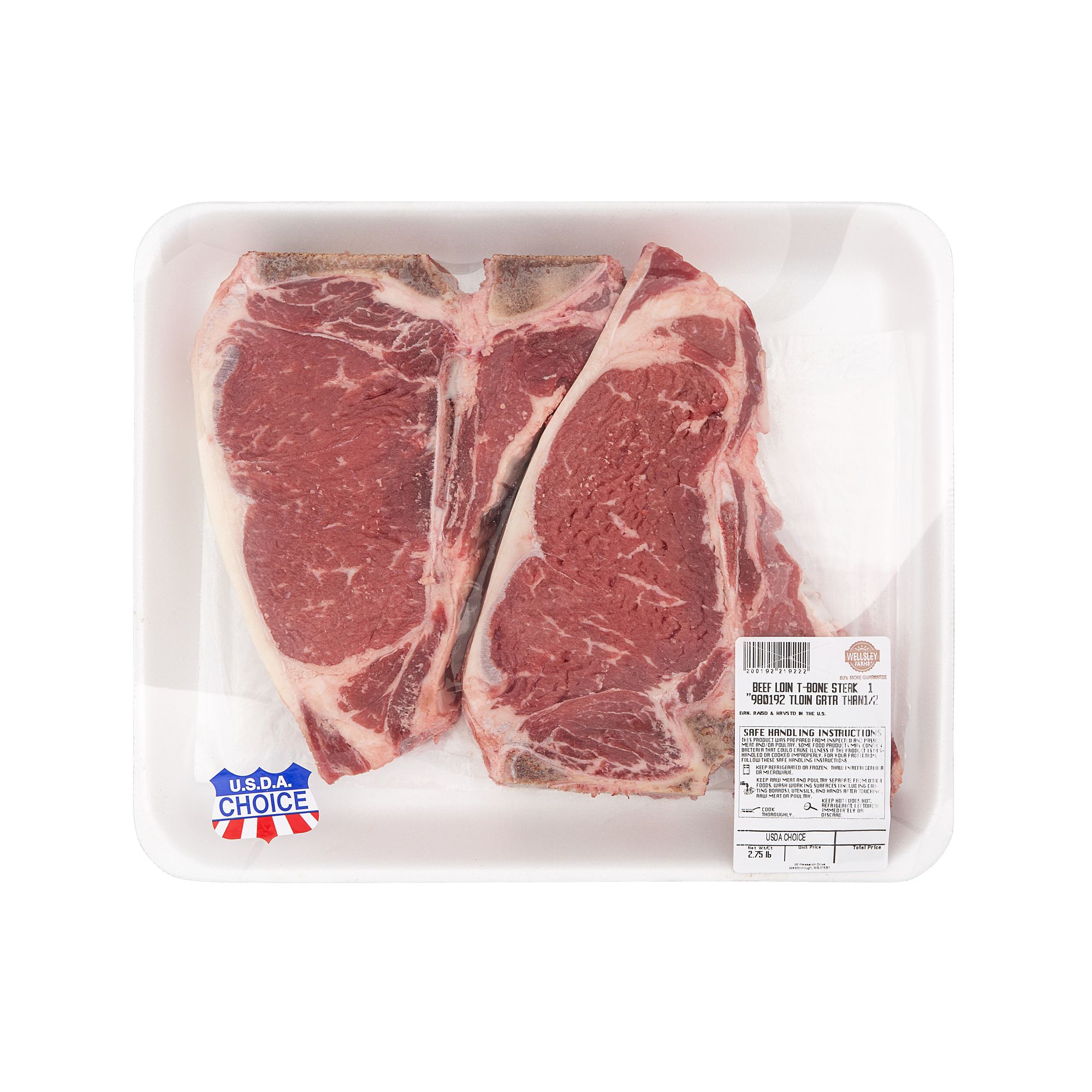USDA Choice Beef T-Bone Steak Bone In,  2.5-3 lbs.
