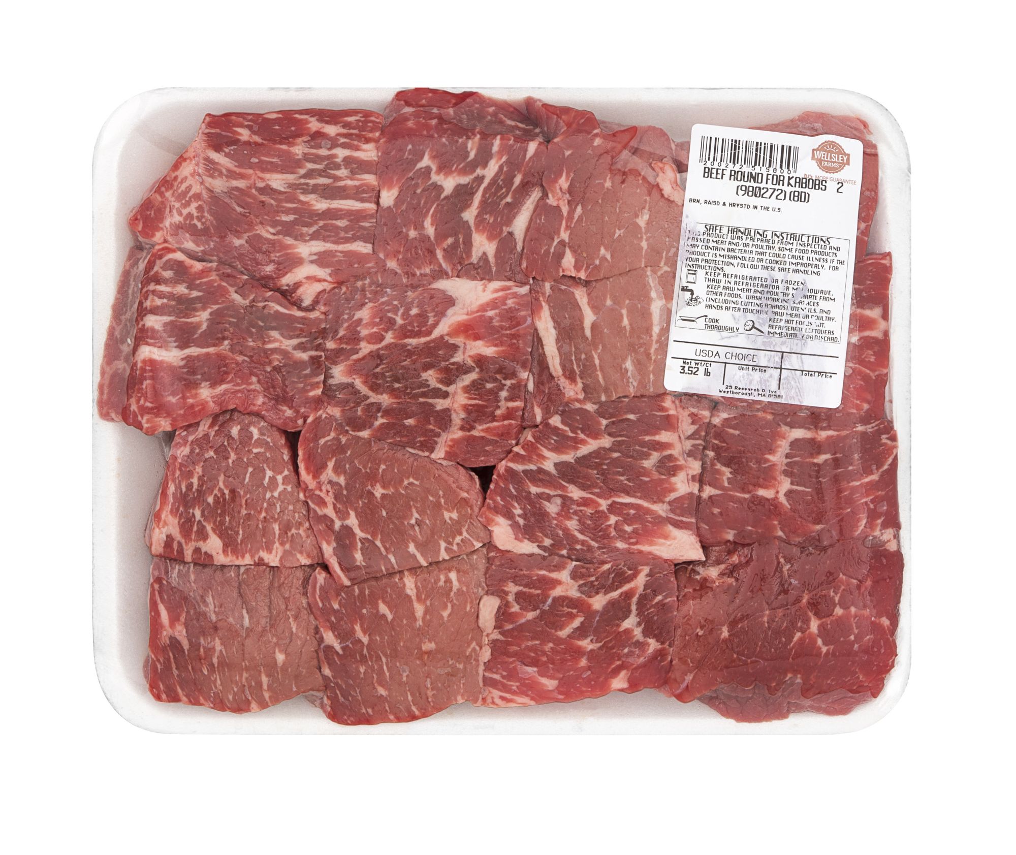 Wellsley Farms Beef Round Kabob,  3-3.5 lb