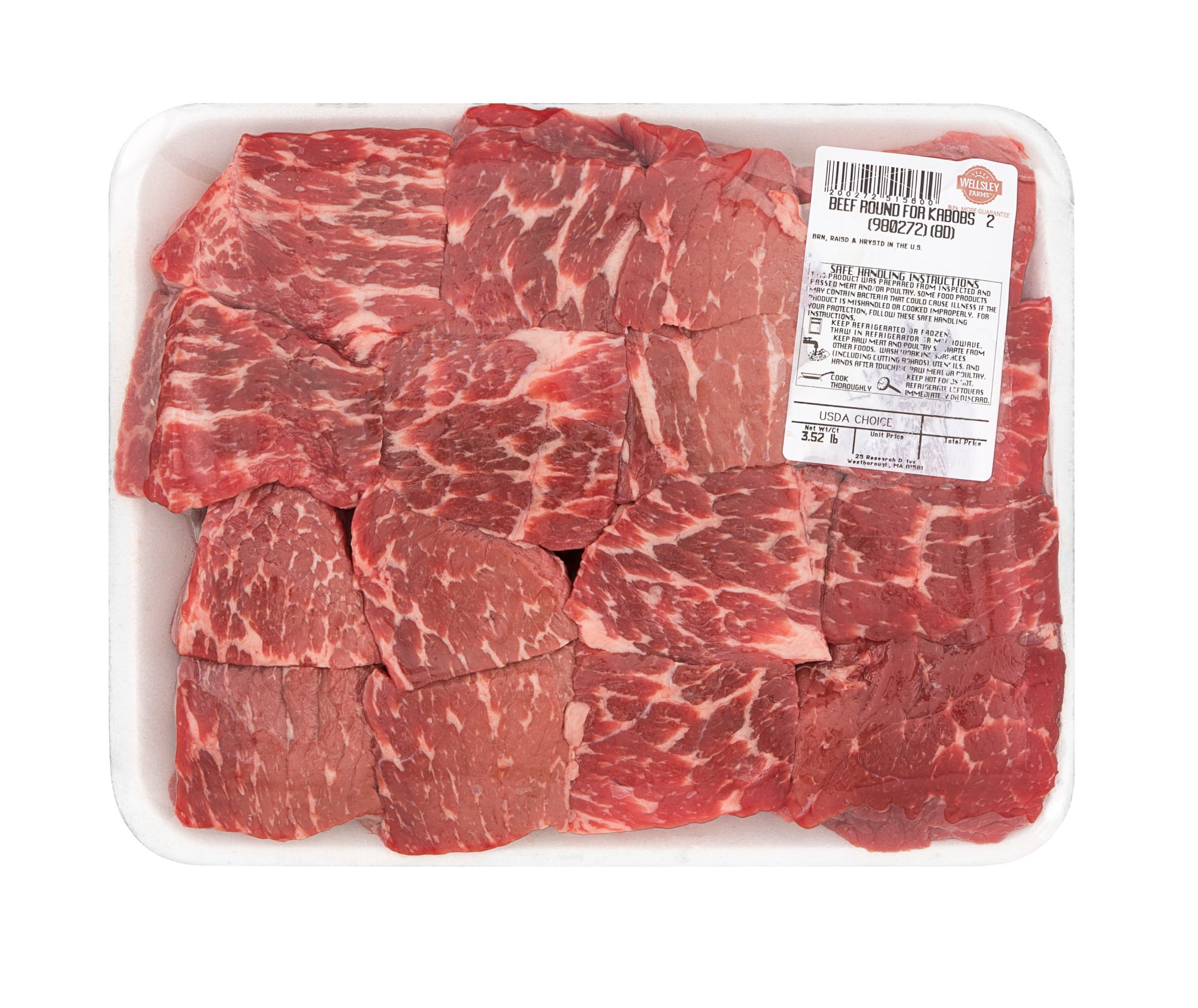 Wellsley Farms Beef Round Kabob,  3-3.5 lb