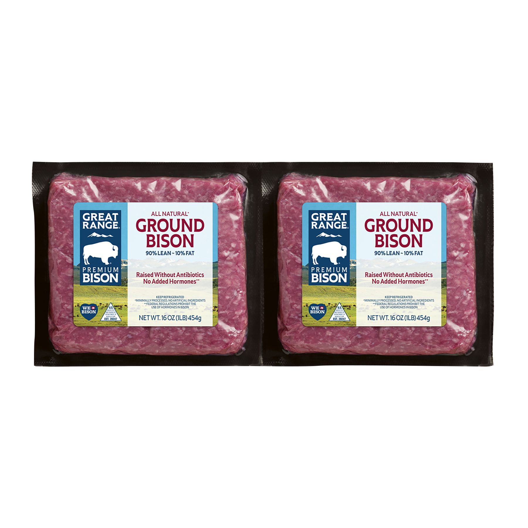 Great Range Ground Bison, 90% Lean, 2 pk./1 lb. each