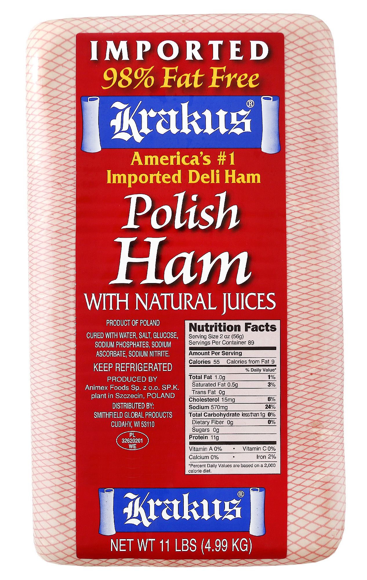 Krakus Imported Polish Ham, 0.75-1.5 lb Standard Cut, PS