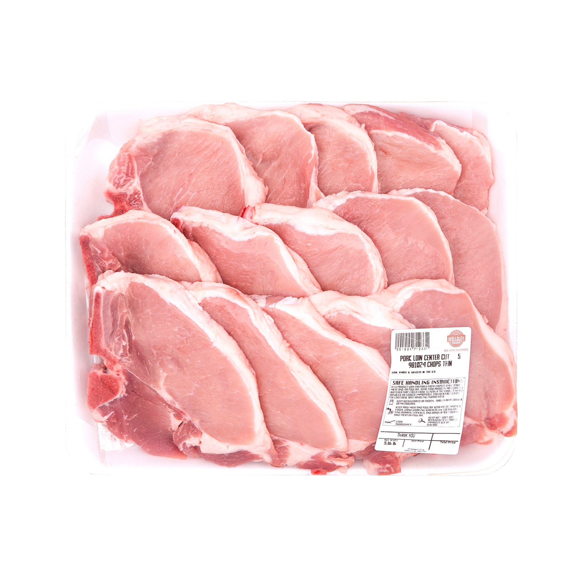 Wellsley Farms Pork Loin Bone-In Chop Center Cut Thin, 4.75