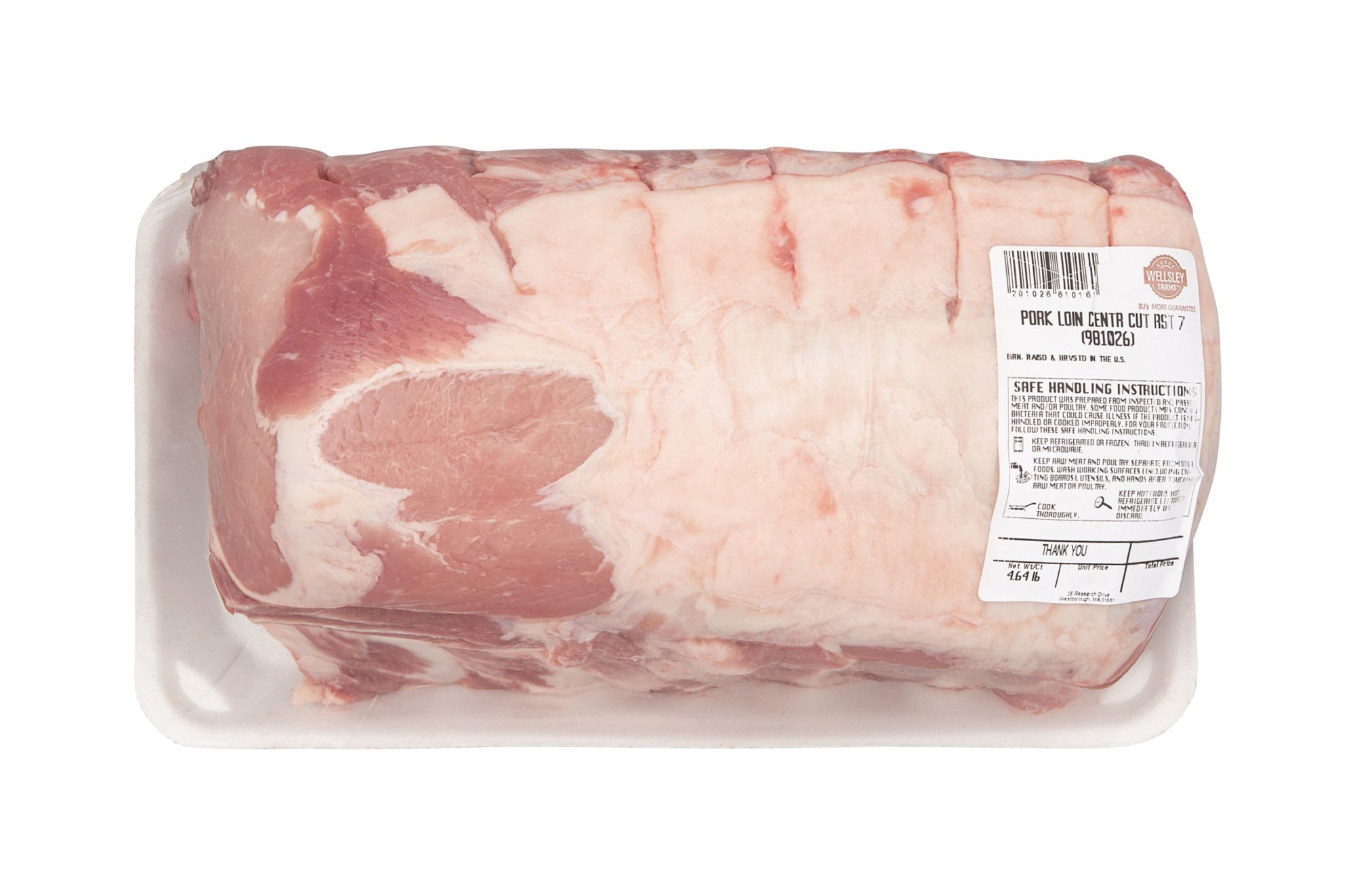 Wellsley Farms Fresh Pork Loin Bone-In Center Cut Roast,  3.75-4.5 lb