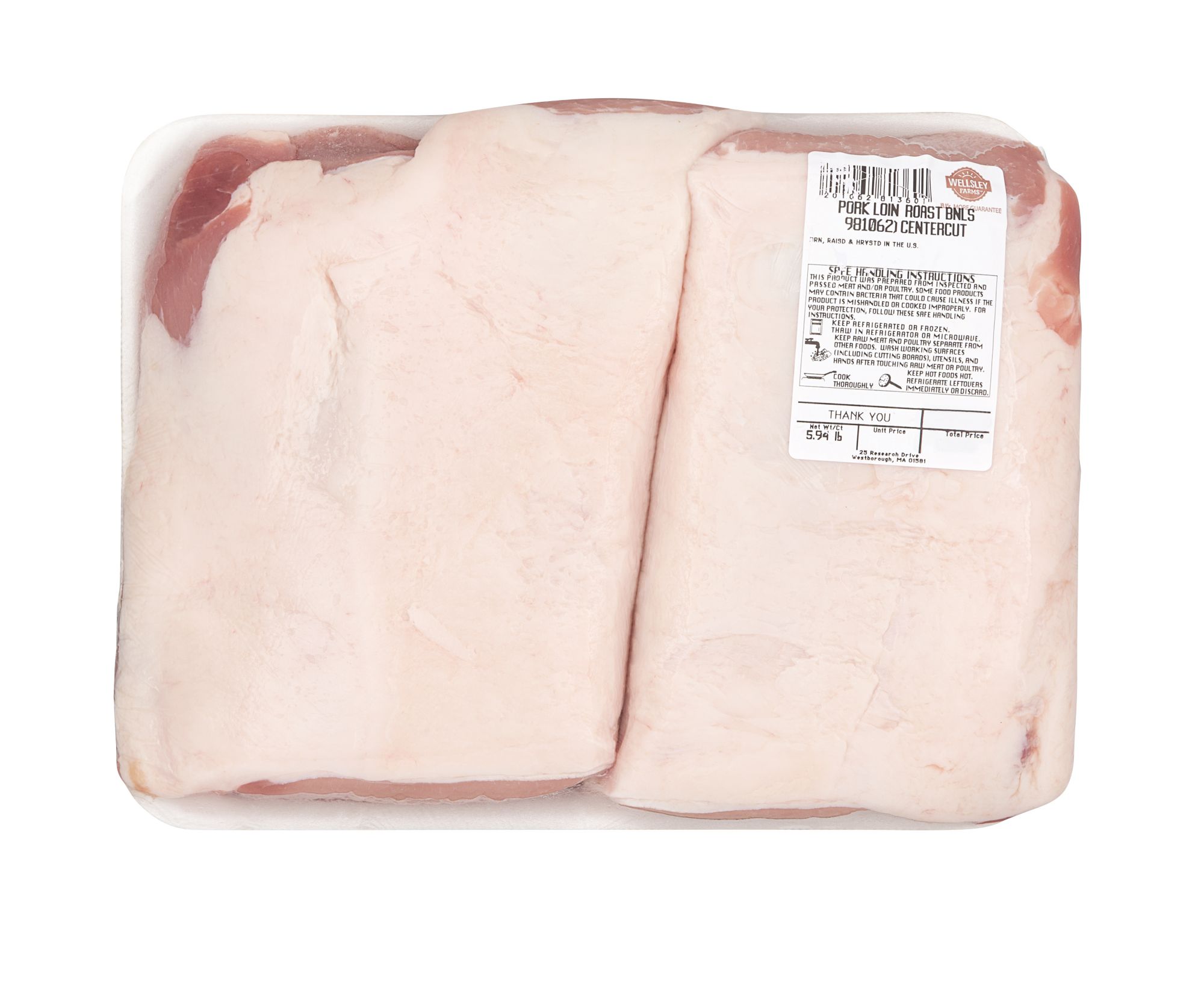 Wellsley Farms Boneless Fresh Pork Loin Center Cut Roast,  3.75-4.5 lb