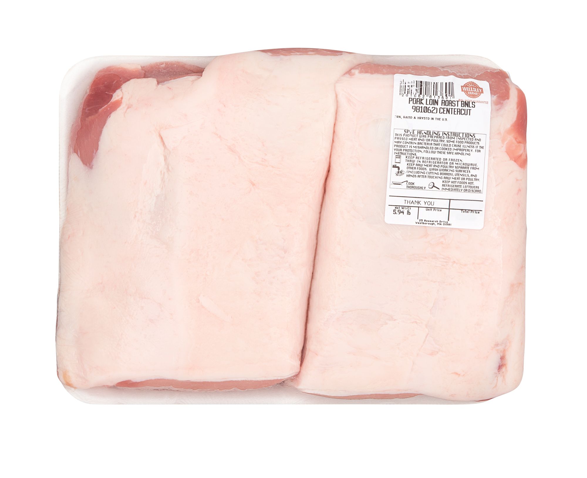 Wellsley Farms Boneless Fresh Pork Loin Center Cut Roast,  3.75-4.5 lb