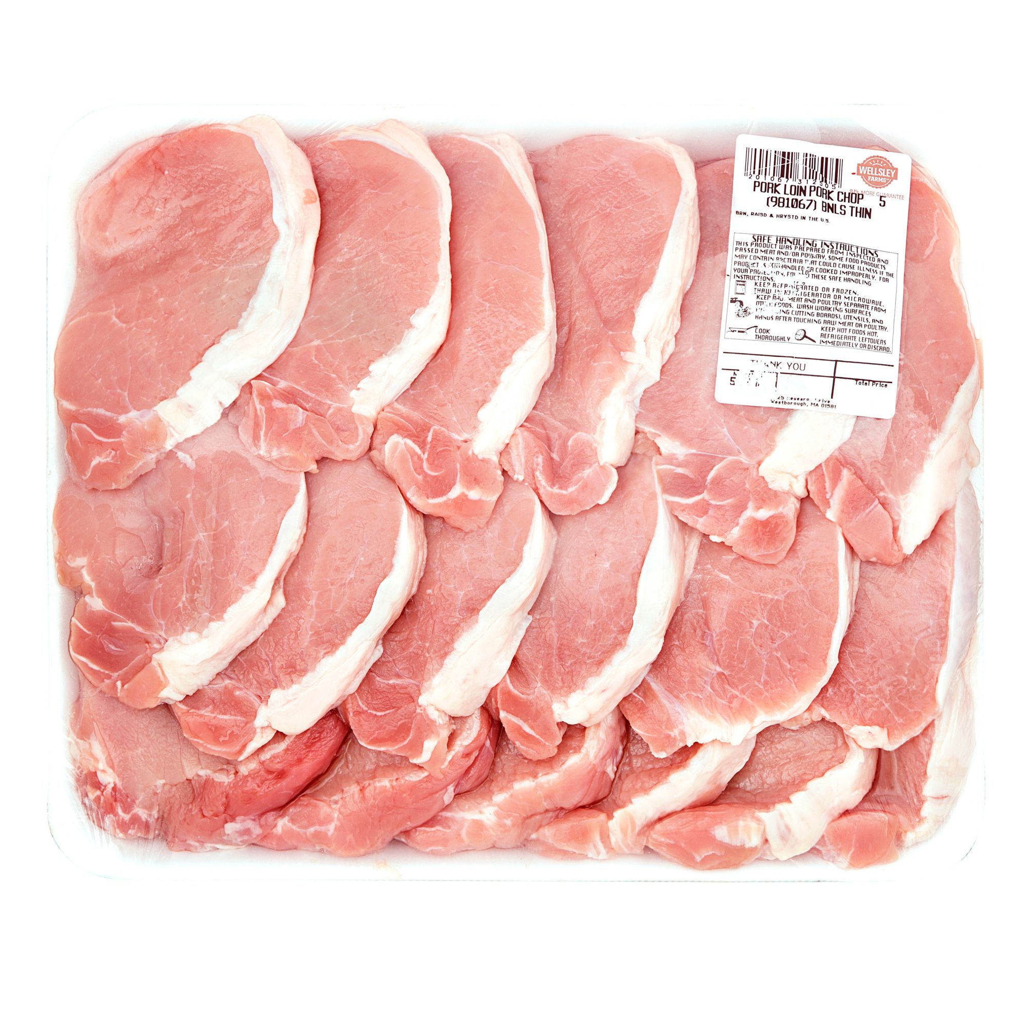 Wellsley Farms Fresh Boneless Thin Pork Loin Chop,  3.75-4.5 lb