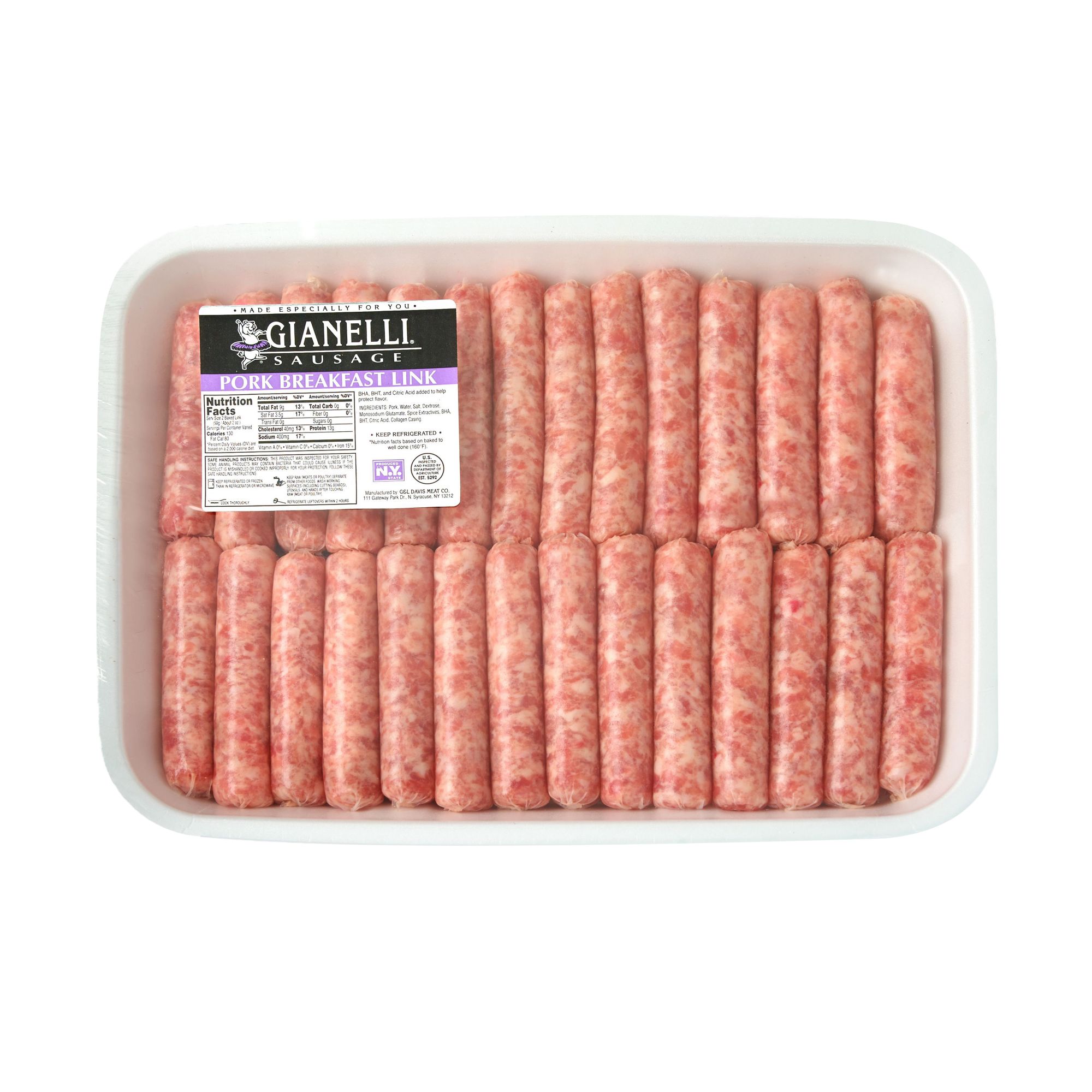 Gianelli Pork Breakfast Sausage Links,  2-4 lbs.