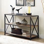 W. Trends 40&quot; 3-Shelf Metal and Wood X-Frame Media Bookshelf - Barnwood